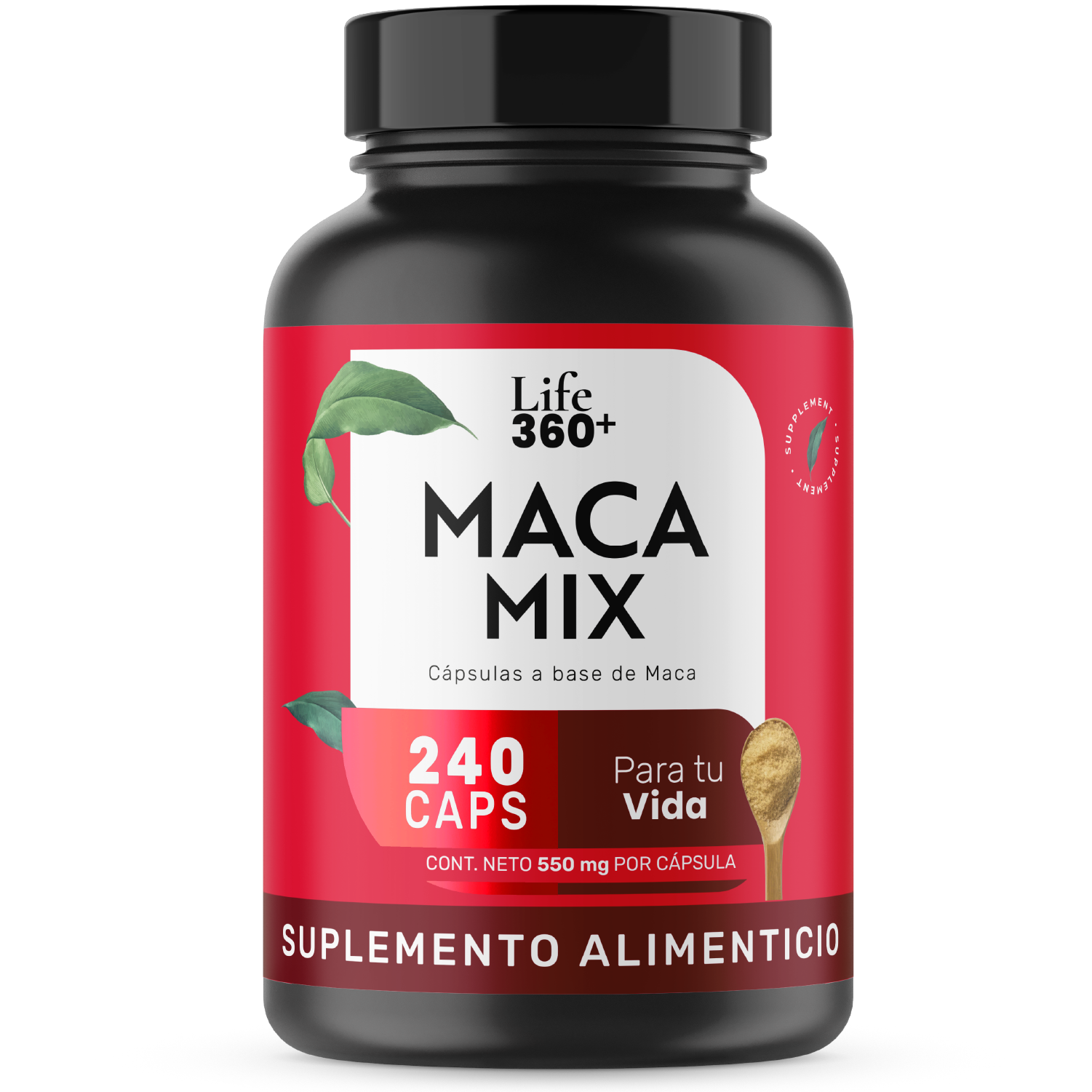 Foto 2 pulgar | Suplemento de Maca Negra Roja y Amarilla Life360+ Macamix 240 Capsulas