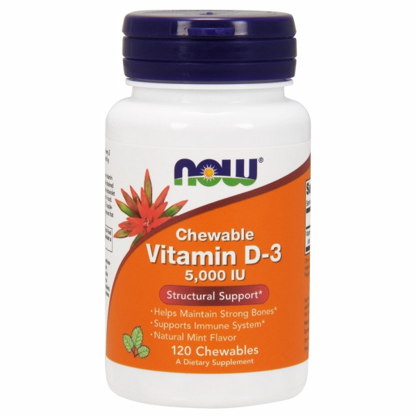 Foto 2 pulgar | Vitamina D-3 Masticable con Sabor a Menta 5000 UI de Now Foods (x2) - Venta Internacional