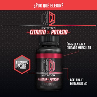 Foto 2 | Citrato De Potasio Hq Nutrition 120 Cápsulas Suplemento Alimenticio