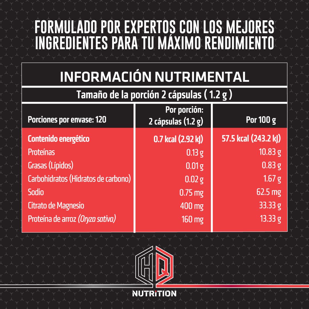 Foto 9 pulgar | Citrato De Magnesio Hq Nutrition 240 Cápsulas Suplemento Alimenticio