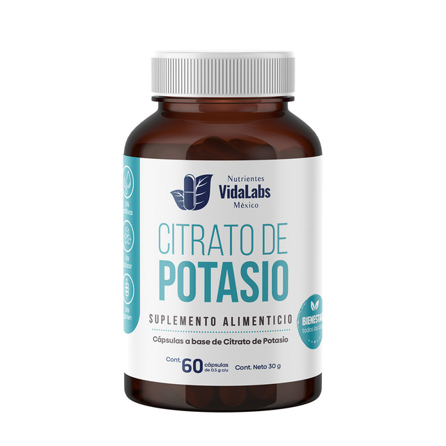 Citrato De Potasio Nutrientes Vidalabs México 60 Cápsulas
