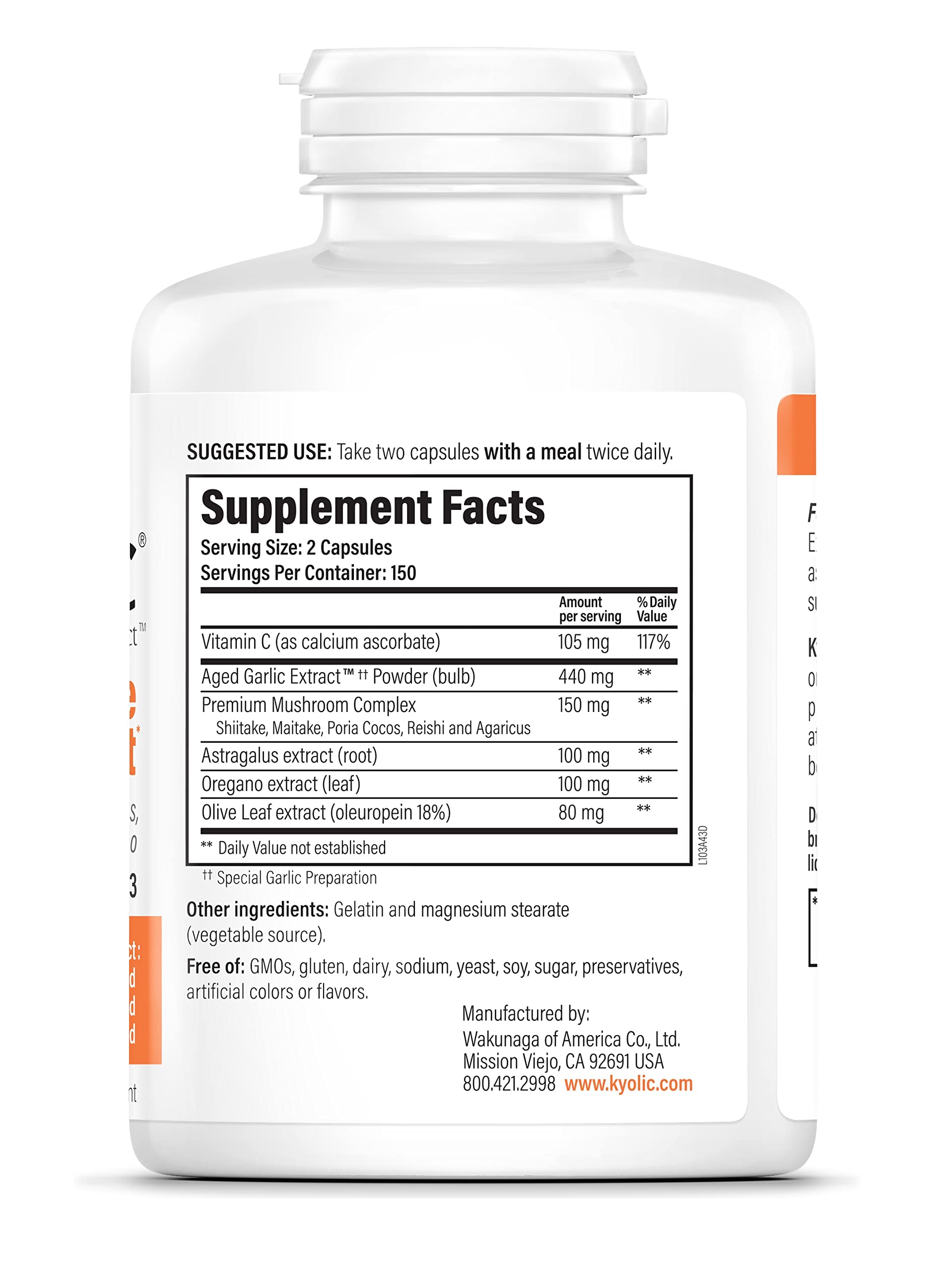 Foto 5 pulgar | Venta Internacional- Suplemento Kyolic Formula 103-Immune 300 Cápsulas