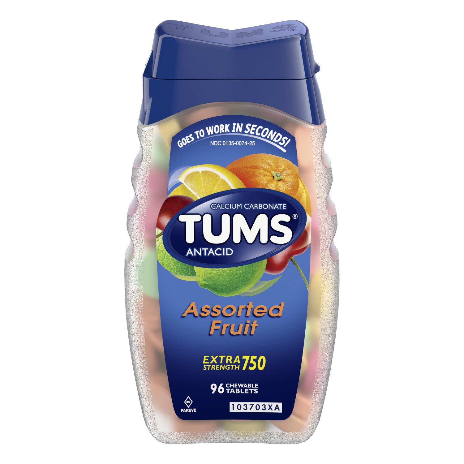 Foto 2 pulgar | Suplemento de Calcio Antiacid Tums Plus sabor Fruta Variada - 96 comprimidos