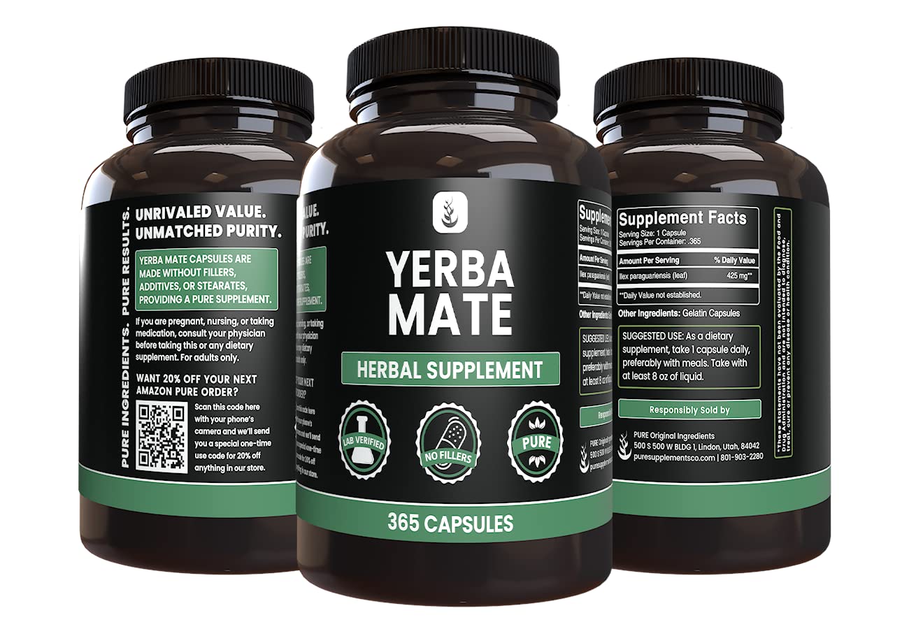 Foto 4 | Suplemento: Ingredientes Puros Y Originales: Yerba Mate 365 Cápsulas - Venta Internacional.