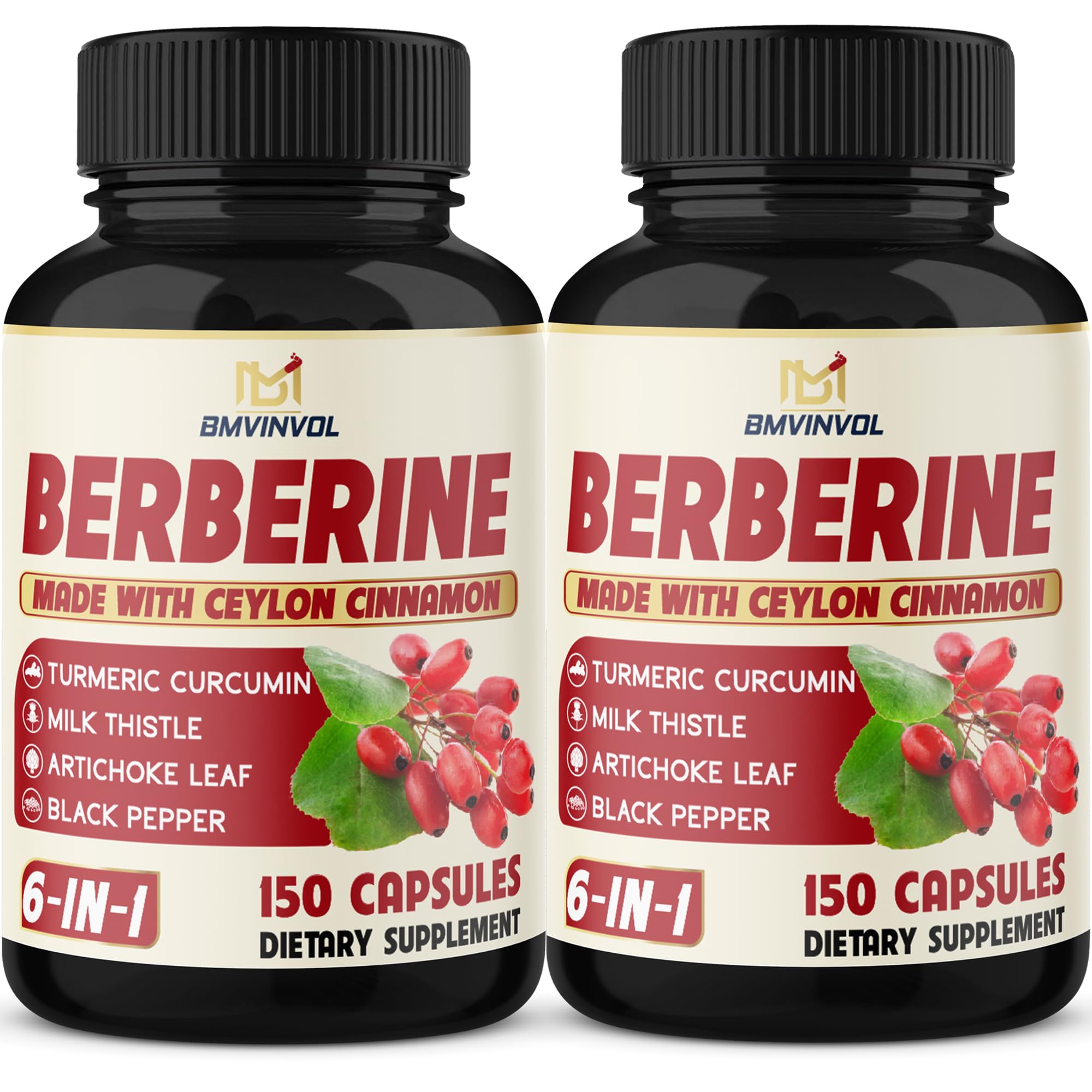 Foto 2 pulgar | Suplementos Bmvinvol Berberine Hcl Con Canela De Ceilán 150 Cápsulas - Venta Internacional.