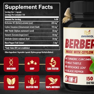 Foto 2 | Suplementos Bmvinvol Berberine Hcl Con Canela De Ceilán 150 Cápsulas - Venta Internacional.