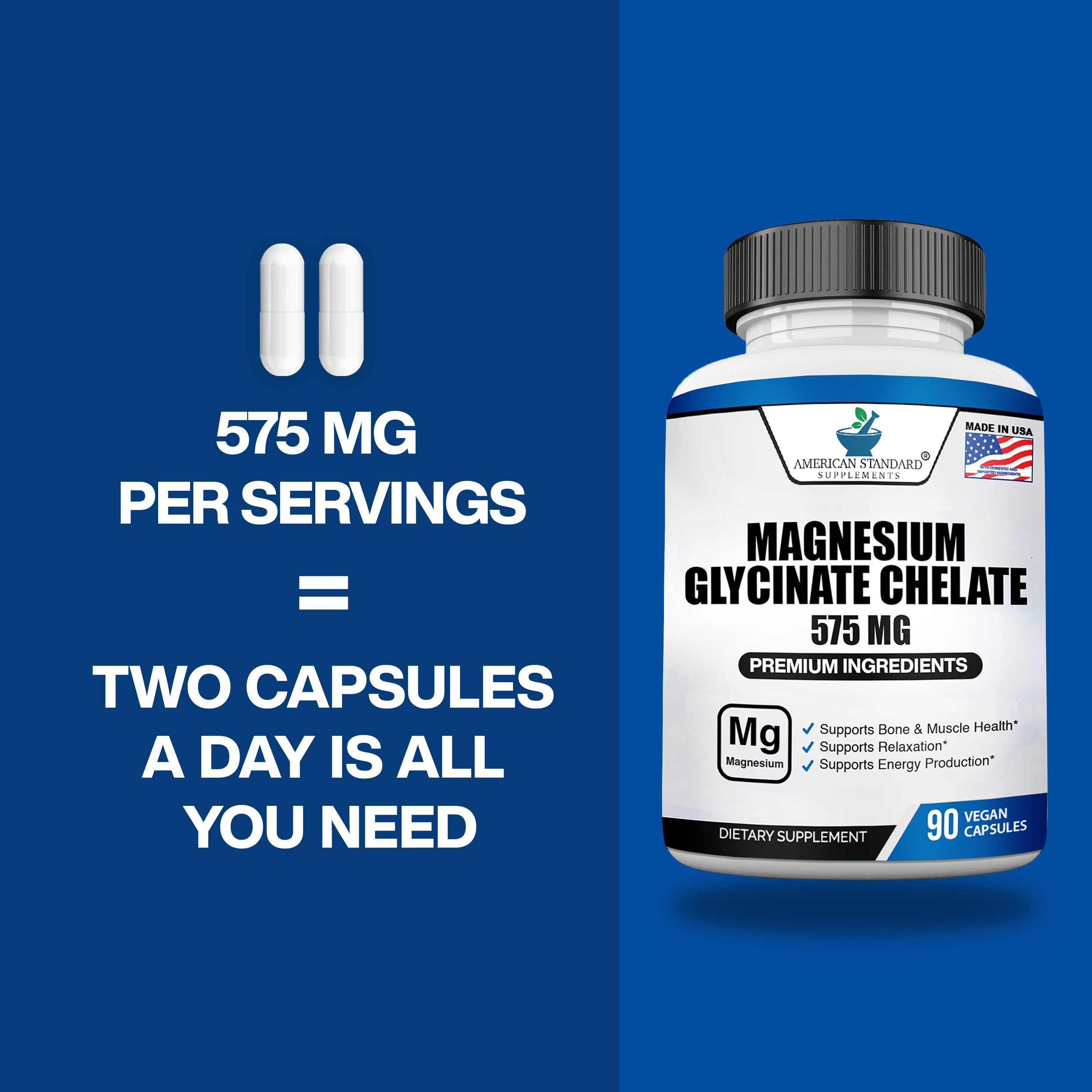 Foto 3 | Suplemento De Magnesio American Standard 575 Mg 90 Cápsulas - Venta Internacional.
