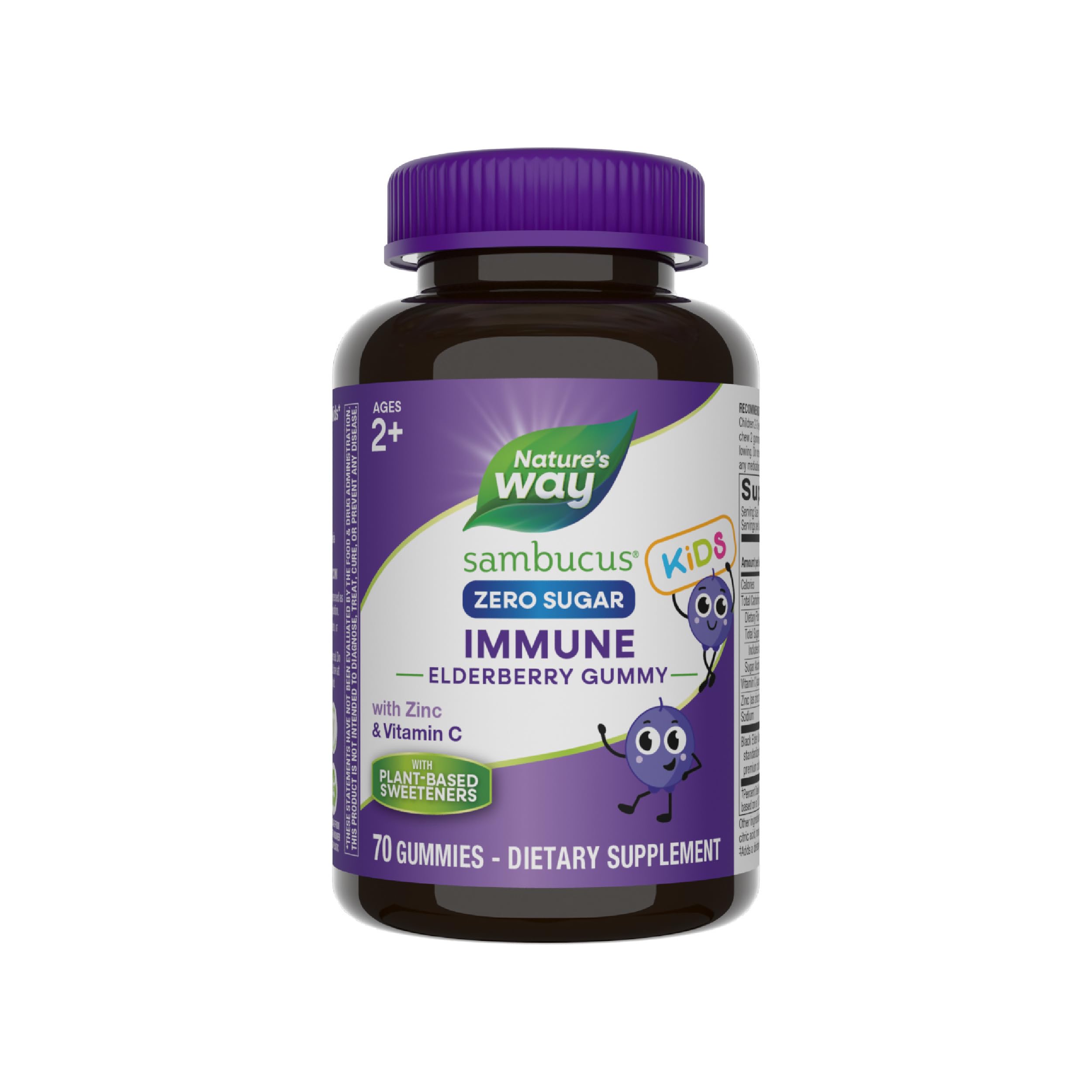 Foto 2 pulgar | Gominolas Nature's Way Sambucus Zero Sugar Elderberry Kids 70u - Venta Internacional.