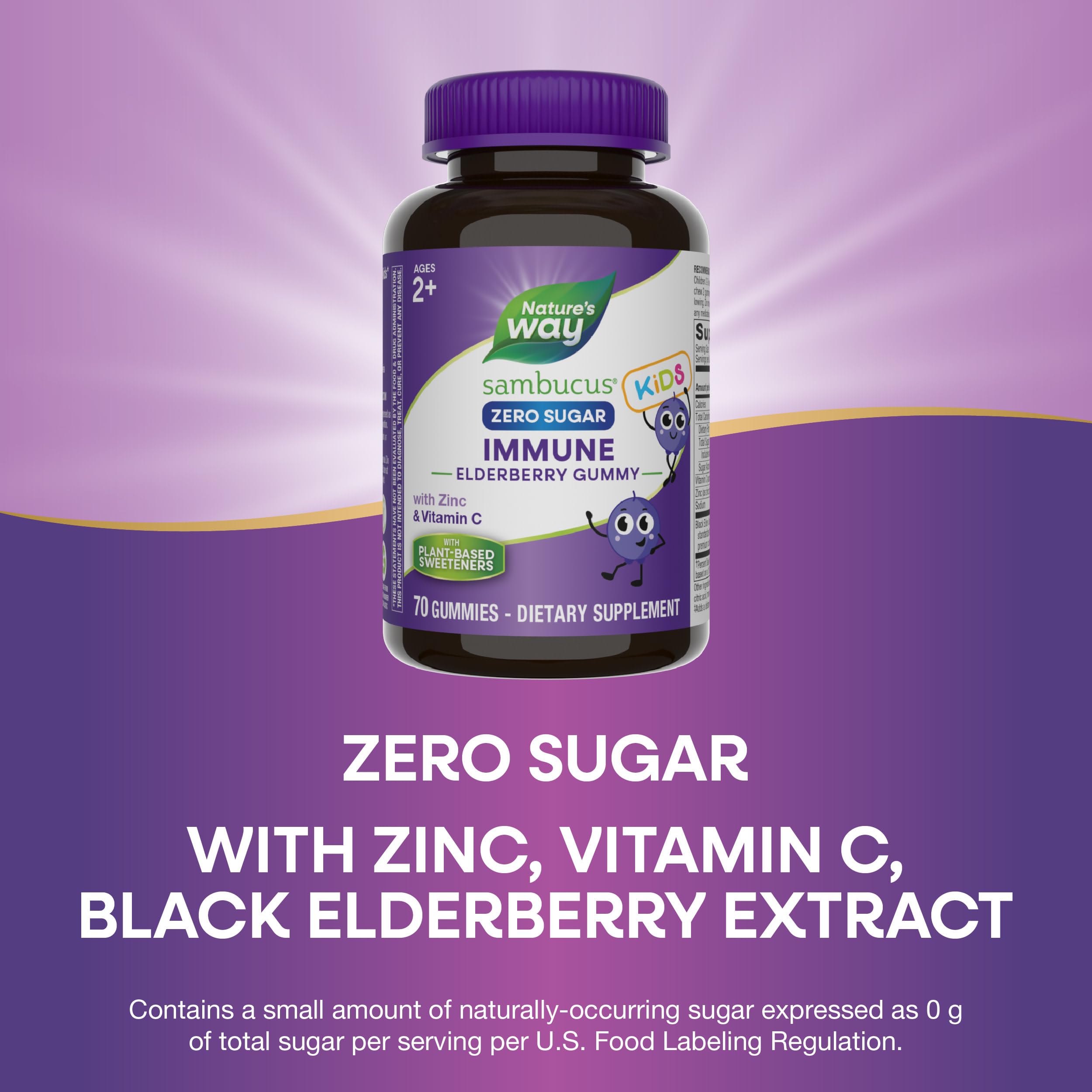 Foto 4 pulgar | Gominolas Nature's Way Sambucus Zero Sugar Elderberry Kids 70u - Venta Internacional.