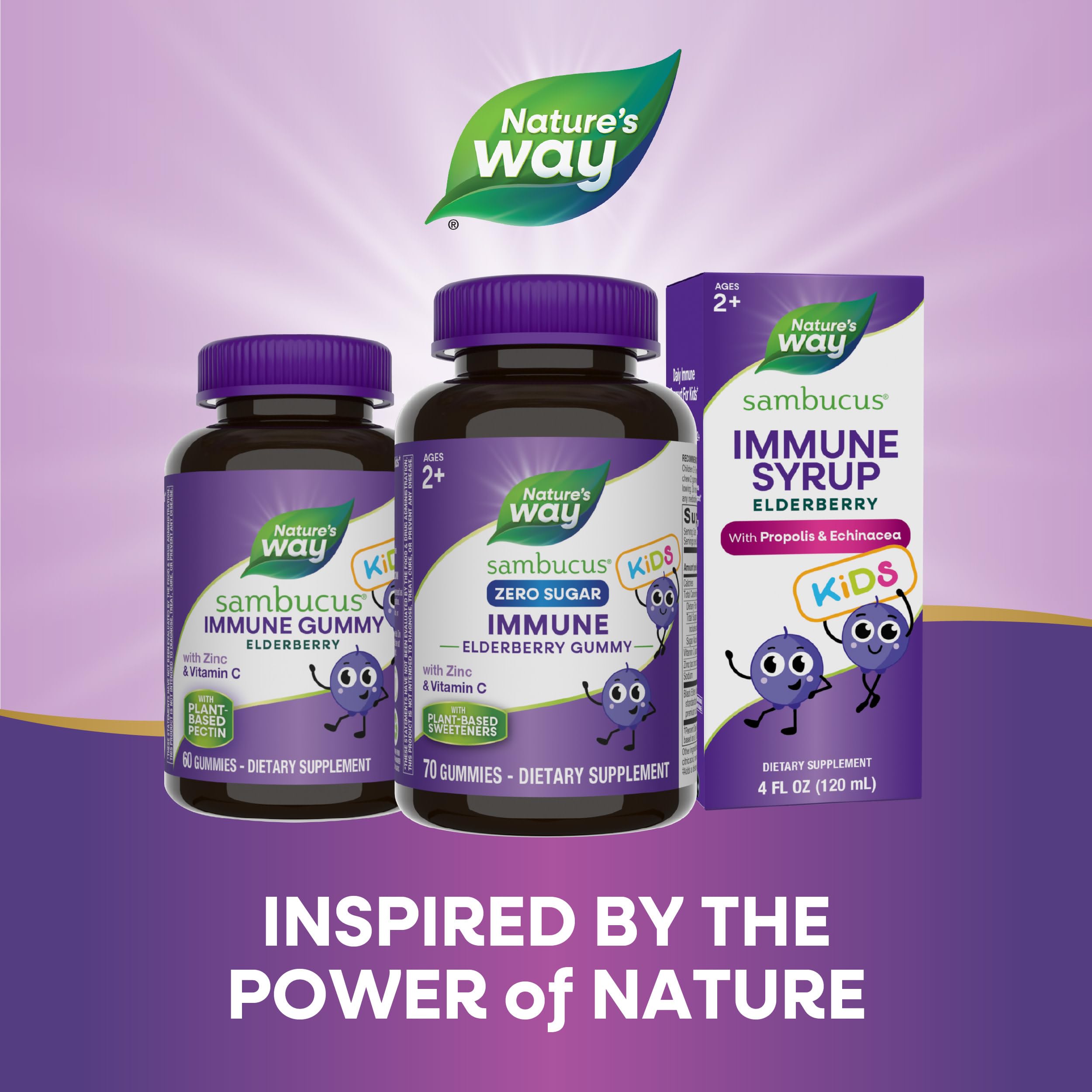 Foto 6 | Gominolas Nature's Way Sambucus Zero Sugar Elderberry Kids 70u - Venta Internacional.