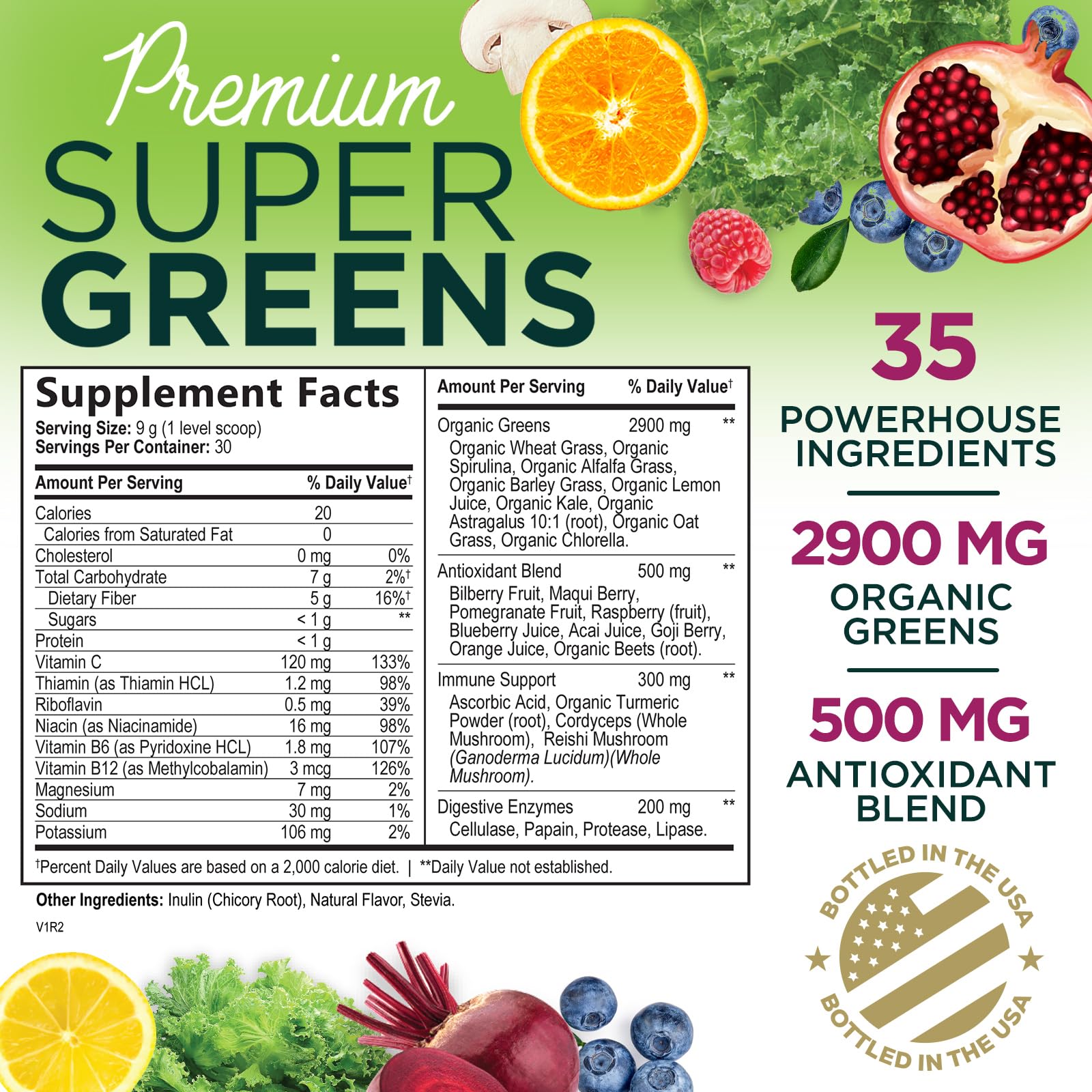 Foto 2 | Mezcla De Superalimentos En Polvo Para Verduras  Nature's Nutrition  30 Porciones - Venta Internacional.