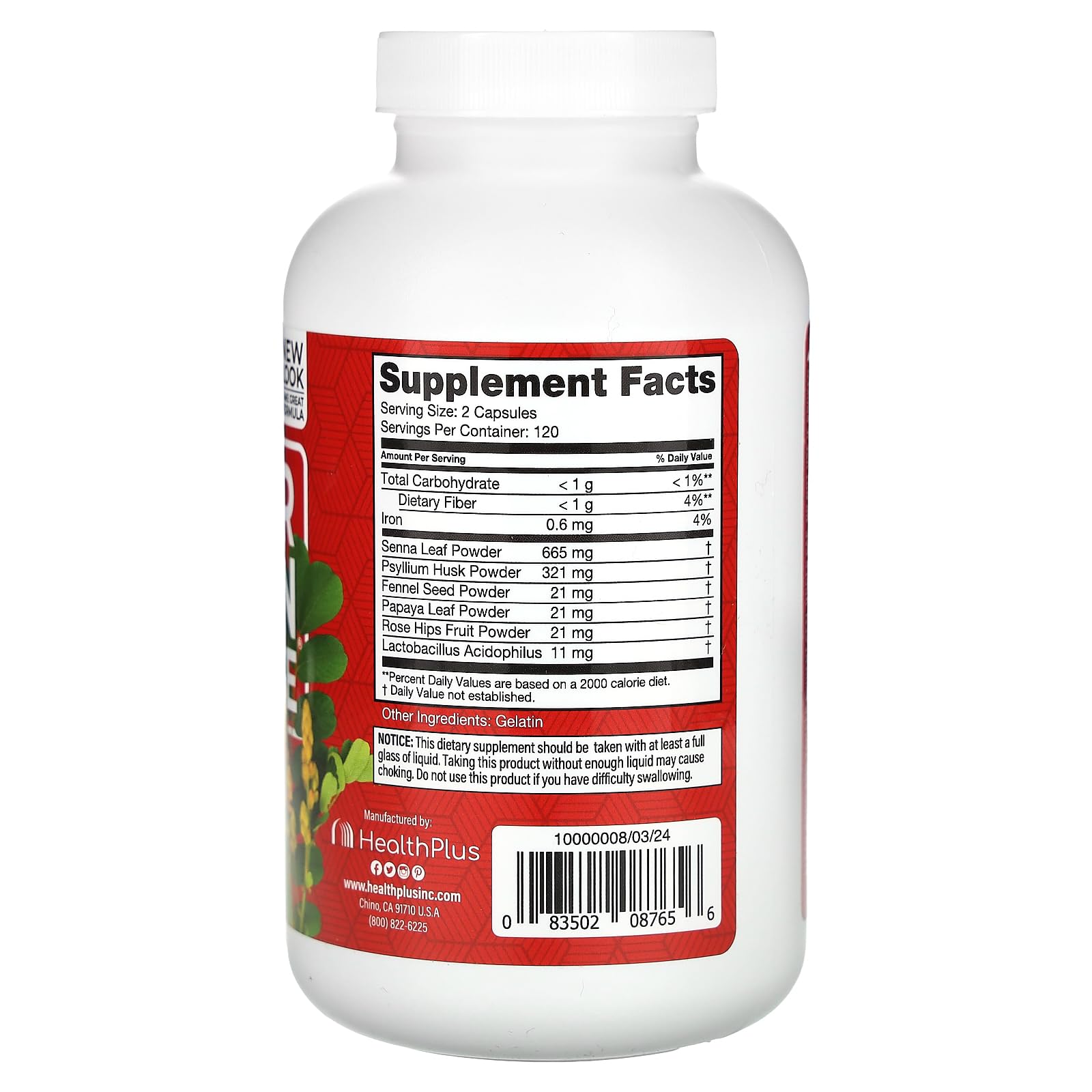 Foto 3 pulgar | Supplement Health Plus Inc Super Colon Cleanse 530 Mg 240 Cápsulas - Venta Internacional.