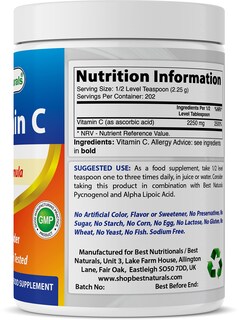 Foto 2 | Polvo De Vitamina C Best Naturals 454 G (1 Libra) De Ácido Ascórbico - Venta Internacional.