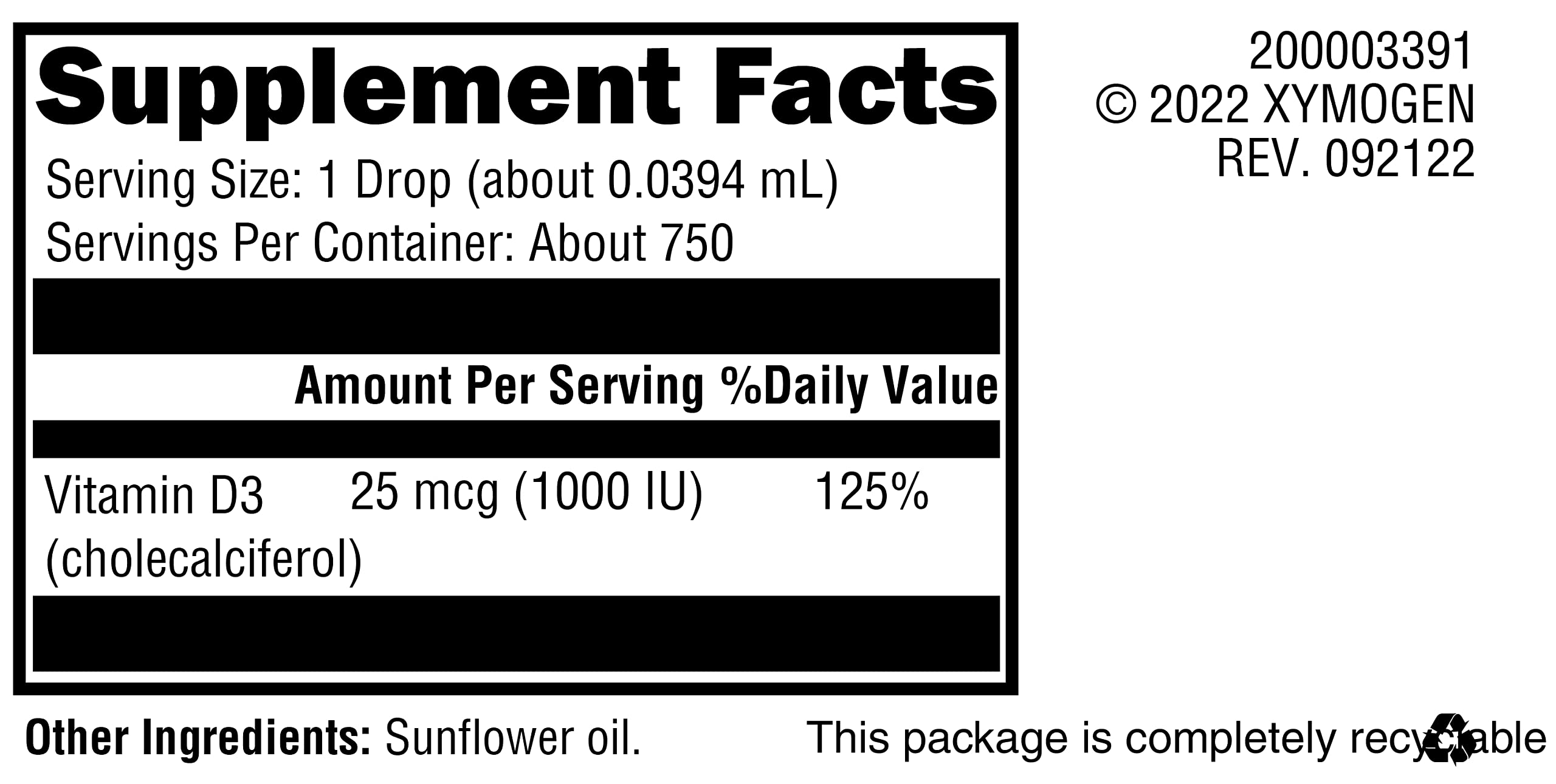 Foto 7 pulgar | Suplemento De Vitamina D Xymogen D3 Líquido 30 Ml - 1000 Ui - Venta Internacional.