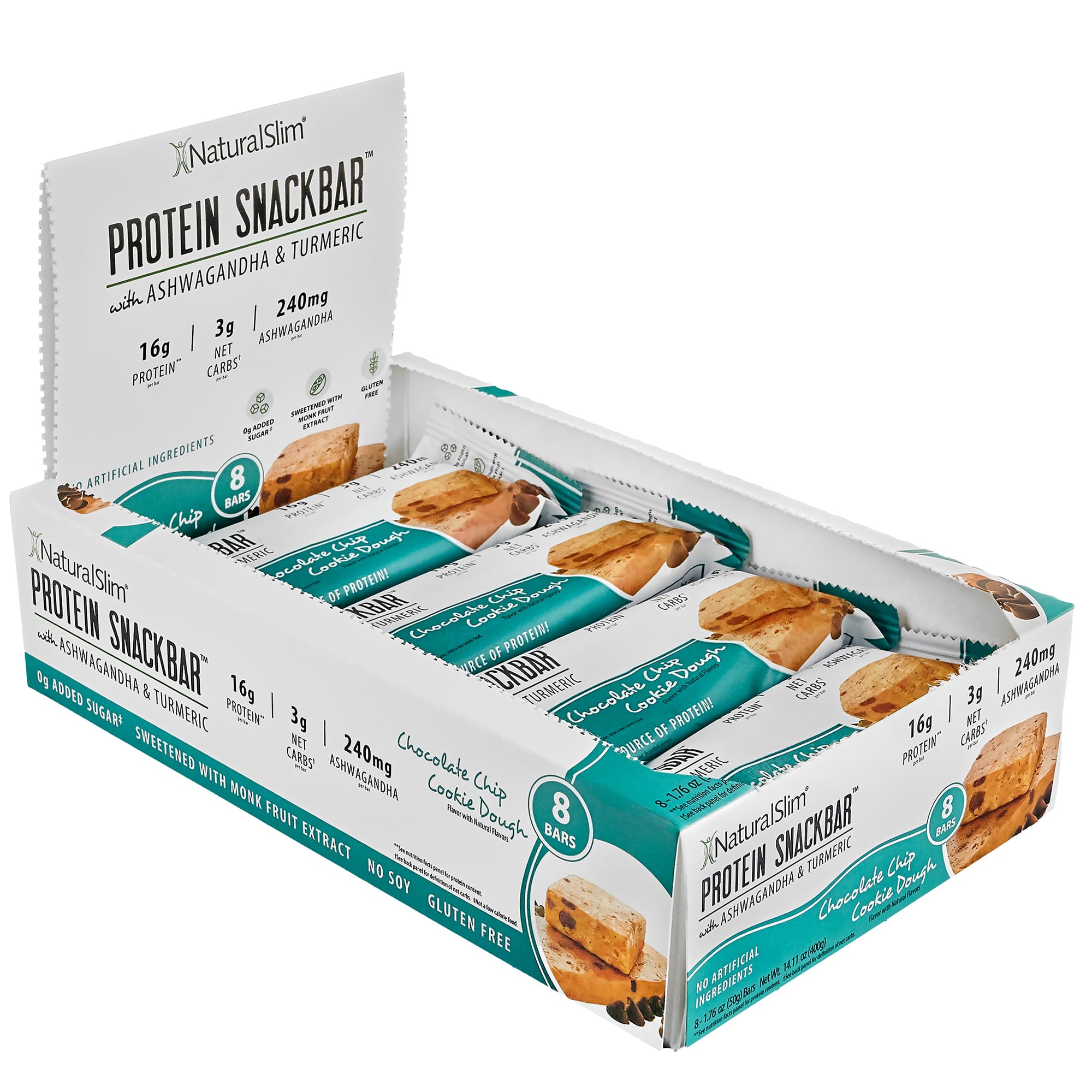 Foto 1 | Barritas Proteicas Naturalslim Con Ashwagandha Y Cúrcuma  8 X 16 G - Venta Internacional.