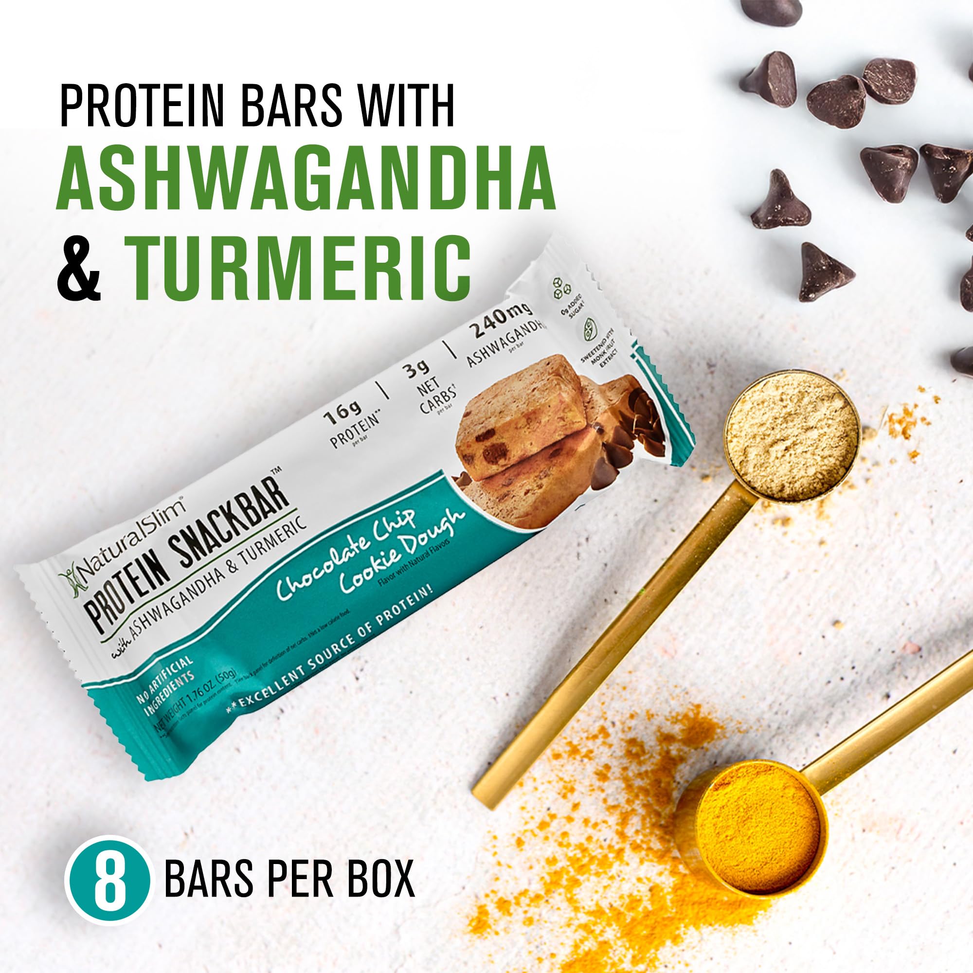 Foto 4 pulgar | Barritas Proteicas Naturalslim Con Ashwagandha Y Cúrcuma  8 X 16 G - Venta Internacional.
