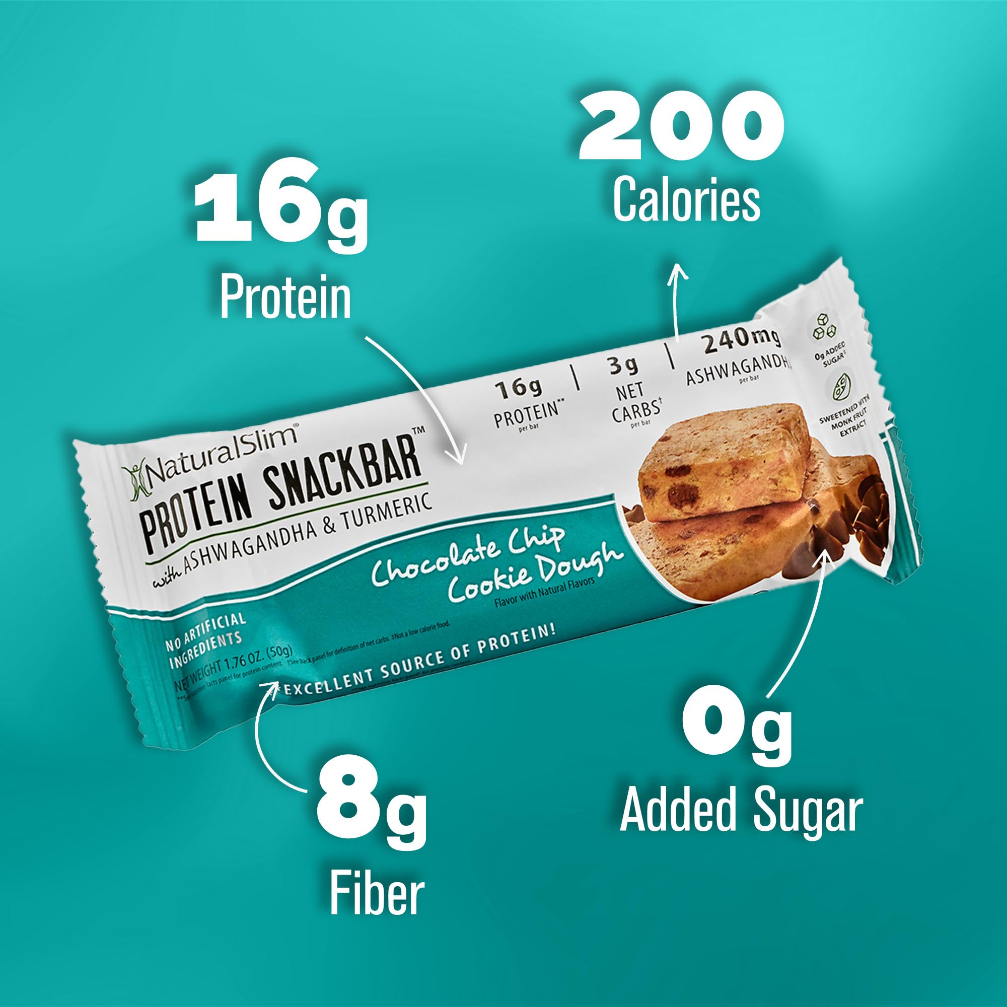 Foto 5 pulgar | Barritas Proteicas Naturalslim Con Ashwagandha Y Cúrcuma  8 X 16 G - Venta Internacional.