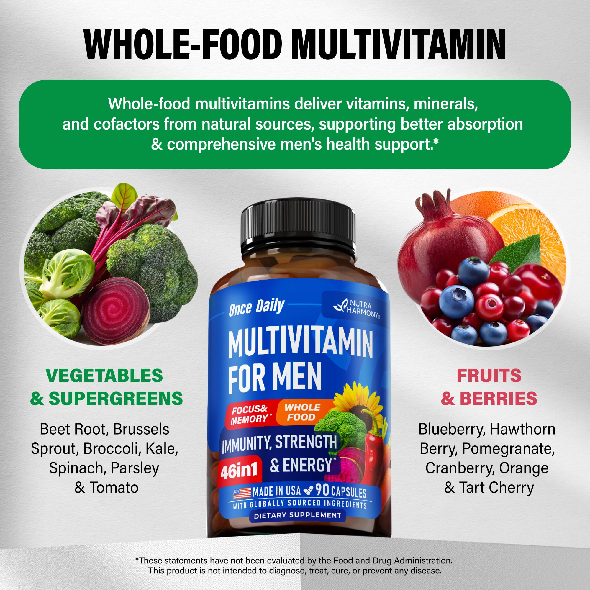 Foto 4 pulgar | Multivitamínico Nutraharmony 46 En 1 Para Hombres - 90 Cápsulas - Venta Internacional.