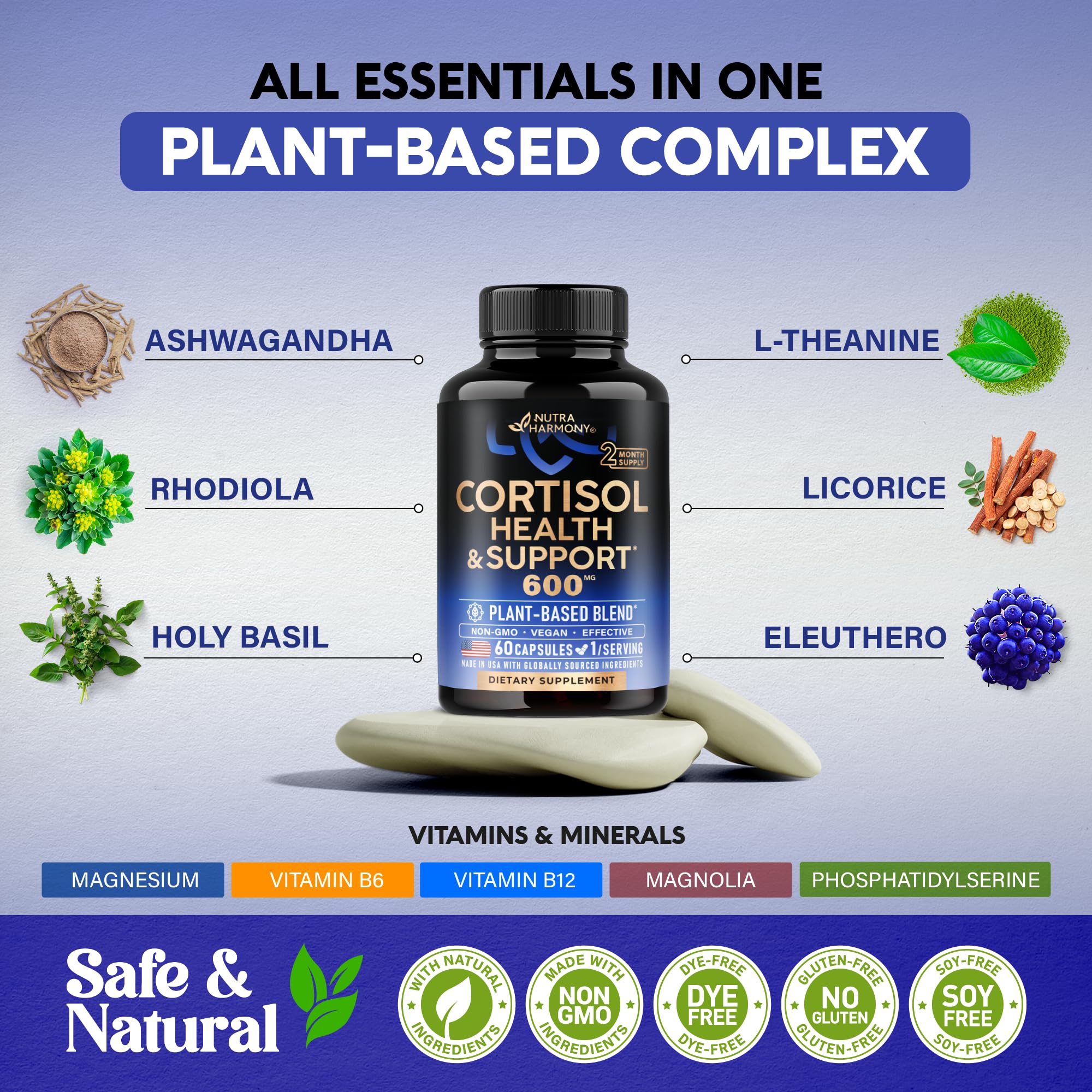 Foto 5 pulgar | Suplemento De Cortisol Nutraharmony Para Mujeres Con Albahaca Sagrada  4 Ml - Venta Internacional.