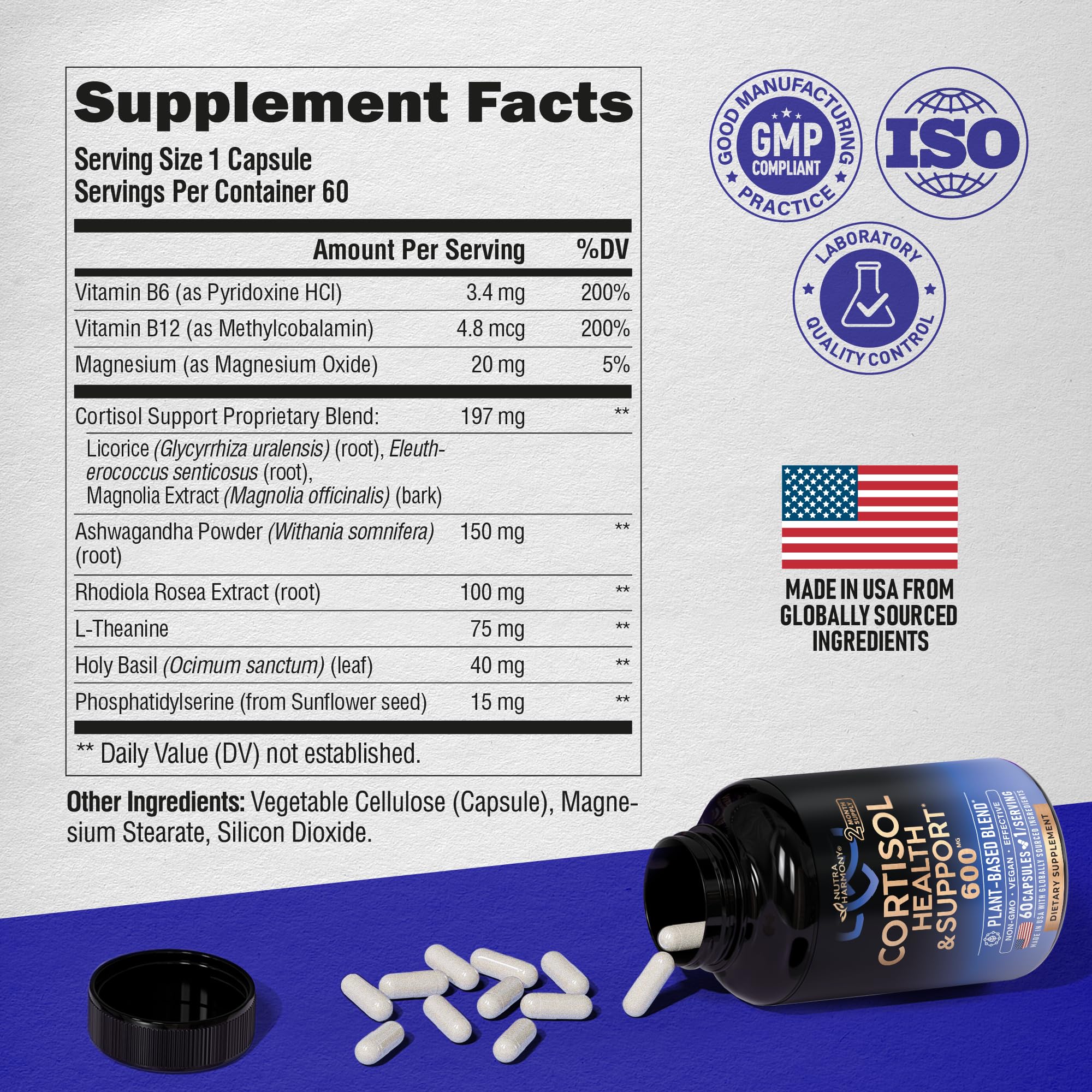 Foto 5 | Suplemento De Cortisol Nutraharmony Para Mujeres Con Albahaca Sagrada  4 Ml - Venta Internacional.
