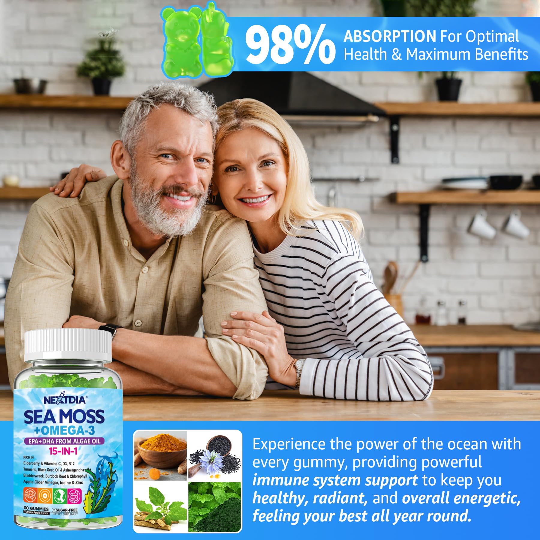 Foto 6 | Suplemento De Gomitas De Musgo Marino Y Algas Omega-3 Nextdia  60 Unidades - Venta Internacional.