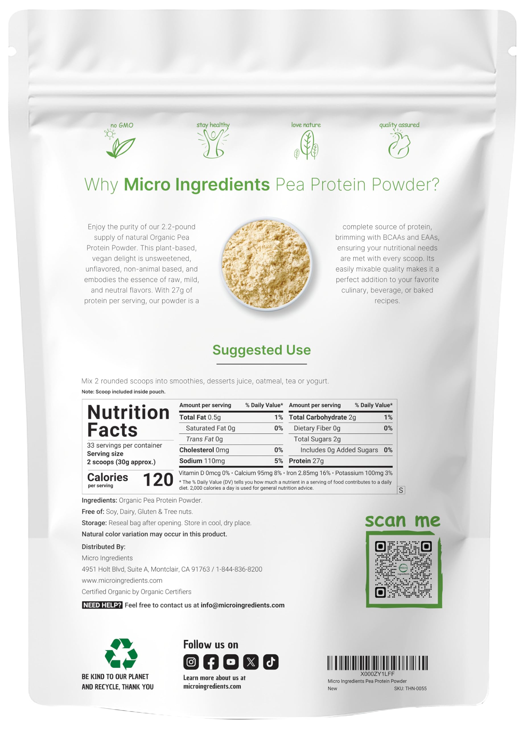 Foto 3 pulgar | Microingredientes De Proteína En Polvo: Guisante  1 Kg  Vegano De Origen Vegetal - Venta Internacional.