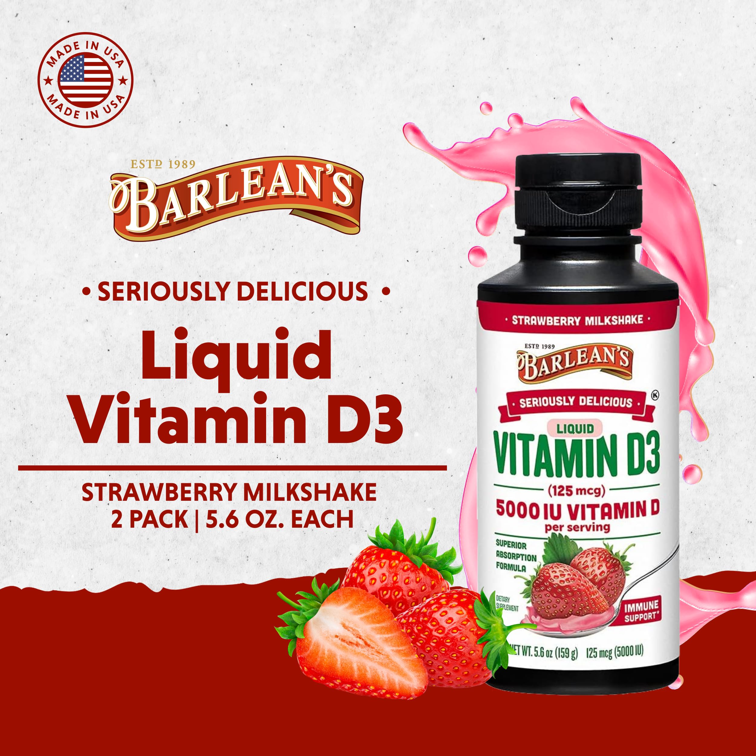 Foto 4 pulgar | Suplemento Líquido De Vitamina D3 De Barlean  5000 Ui  Fresa  165 Ml - Venta Internacional.