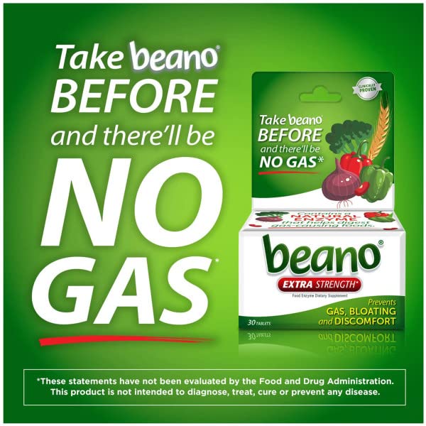 Foto 4 pulgar | Suplemento Beano Extra Strength Gas Prevention 30 Comprimidos - Venta Internacional.