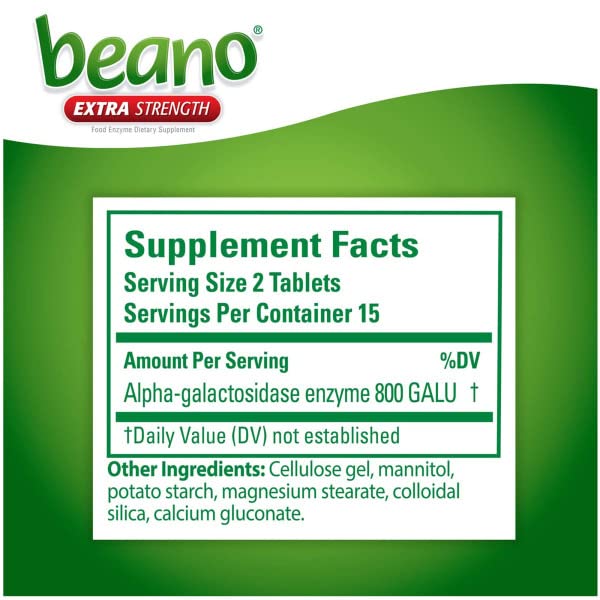 Foto 8 pulgar | Suplemento Beano Extra Strength Gas Prevention 30 Comprimidos - Venta Internacional.