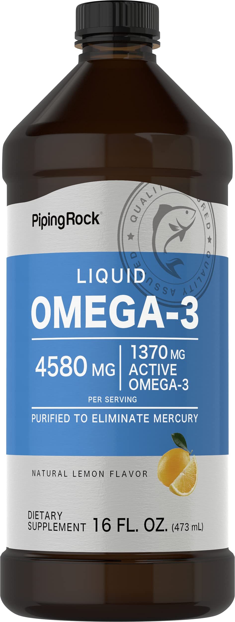Foto 2 pulgar | Suplemento De Aceite De Pescado Omega 3 De Piping Rock  480 Ml  Sabor A Limón - Venta Internacional.