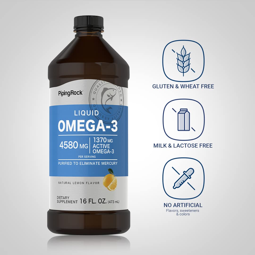 Foto 4 pulgar | Suplemento De Aceite De Pescado Omega 3 De Piping Rock  480 Ml  Sabor A Limón - Venta Internacional.