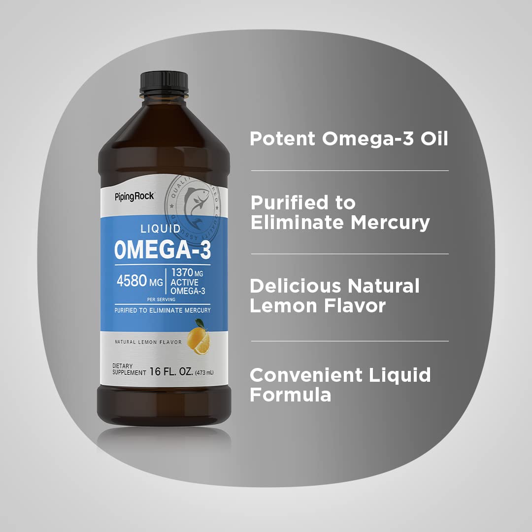 Foto 5 pulgar | Suplemento De Aceite De Pescado Omega 3 De Piping Rock  480 Ml  Sabor A Limón - Venta Internacional.