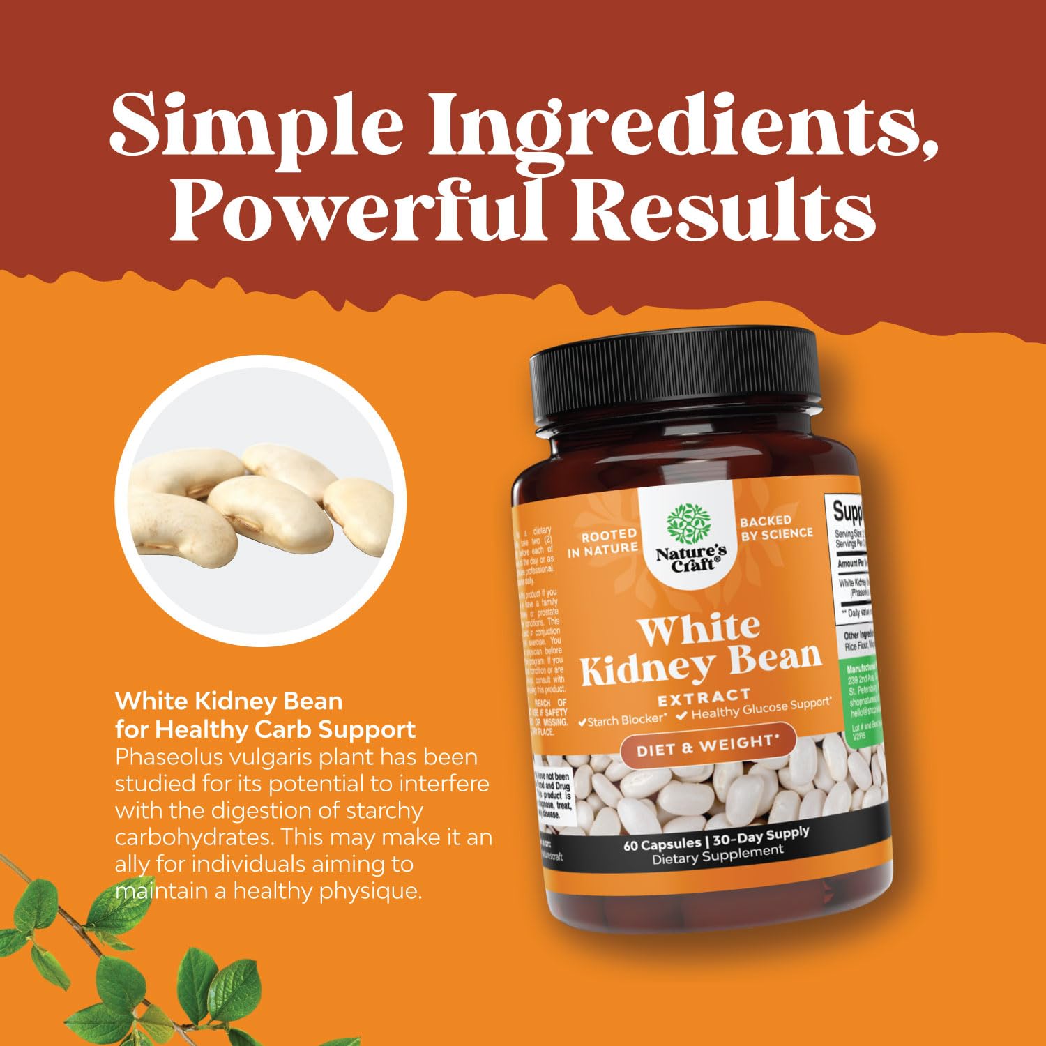 Foto 6 | Extracto De Frijol Blanco Supplement Natures Craft 60 Cápsulas - Venta Internacional.