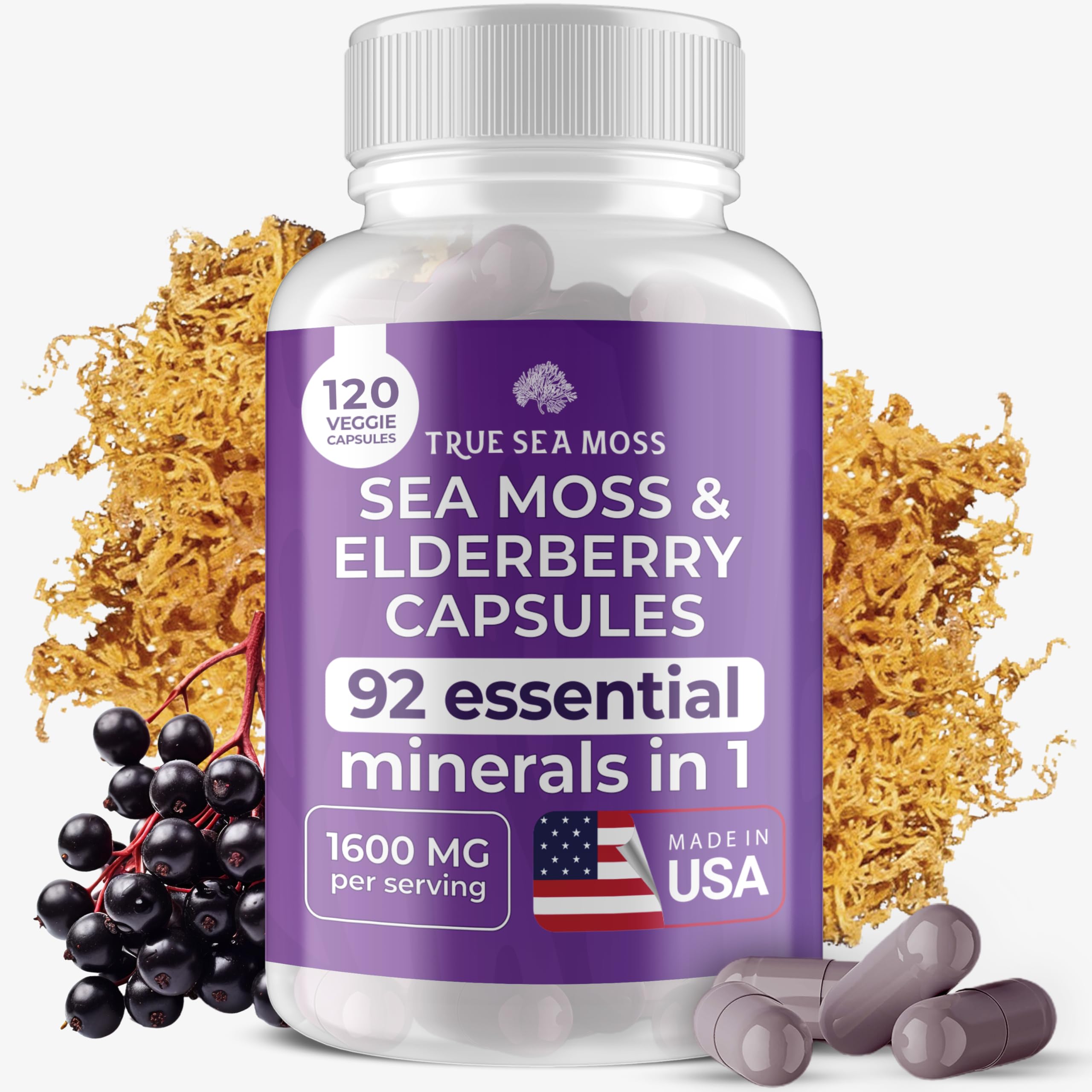 Foto 1 | Suplemento Trueseamoss Irish Sea Moss Con 120 Cápsulas De Saúco - Venta Internacional.