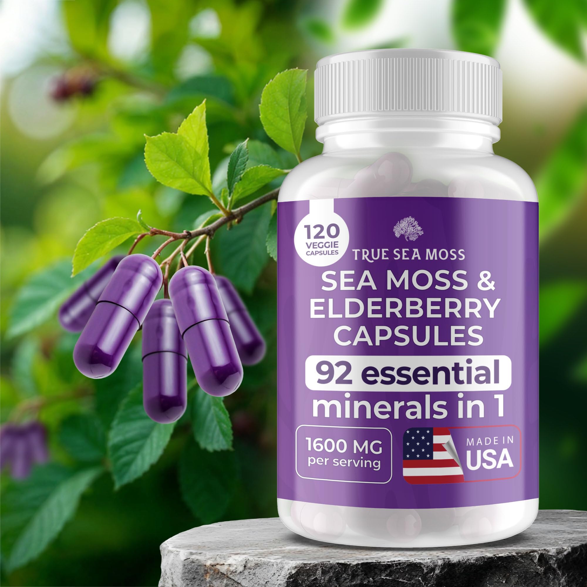 Foto 4 pulgar | Suplemento Trueseamoss Irish Sea Moss Con 120 Cápsulas De Saúco - Venta Internacional.