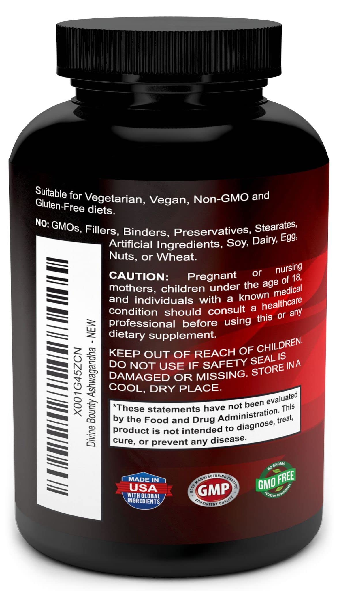 Foto 3 | Suplemento Divine Bounty Organic Ashwagandha 1200 Mg 90 Cápsulas - Venta Internacional.