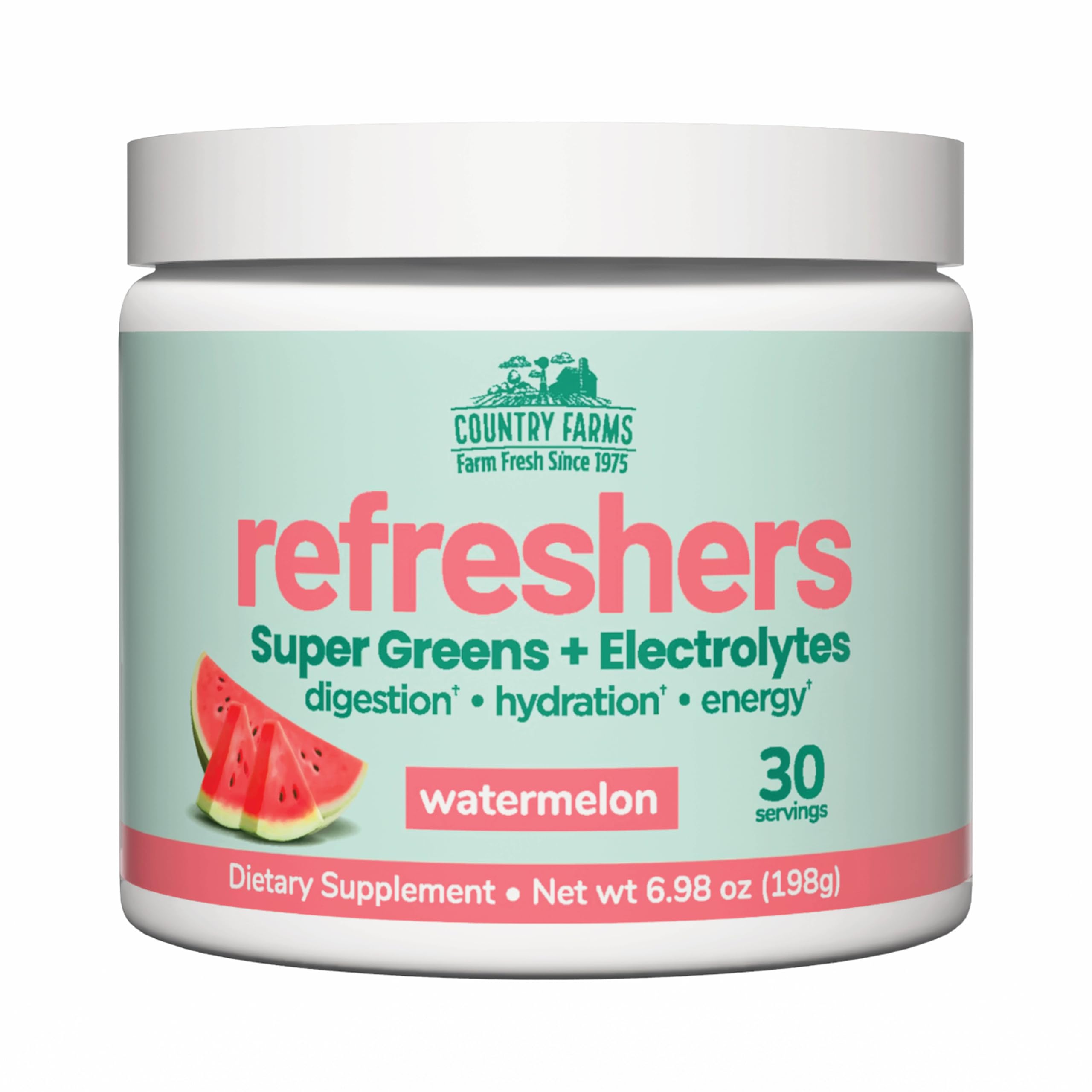 Foto 2 pulgar | Suplemento Country Farms Refreshers Super Greens Sandía - Venta Internacional.