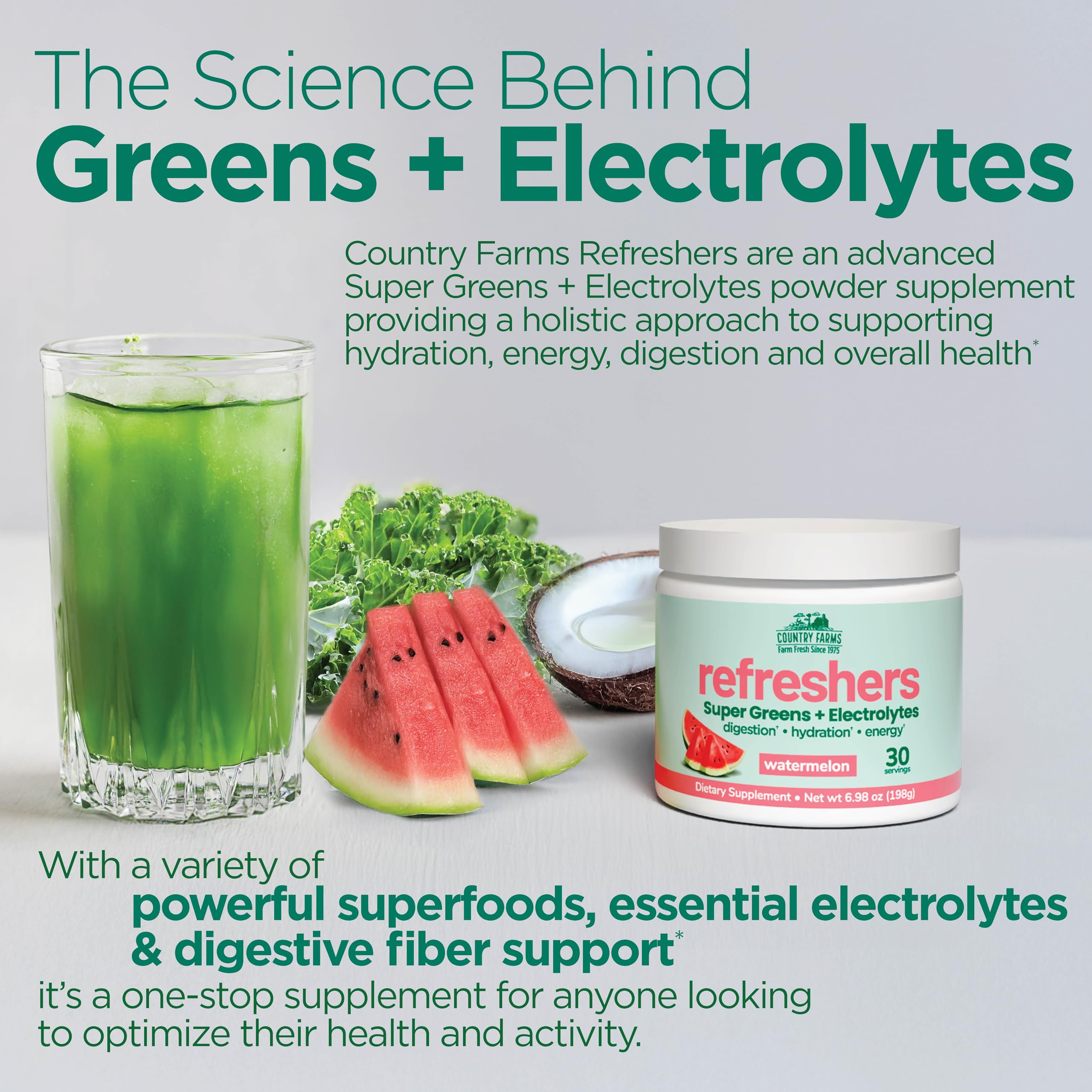 Foto 4 | Suplemento Country Farms Refreshers Super Greens Sandía - Venta Internacional.