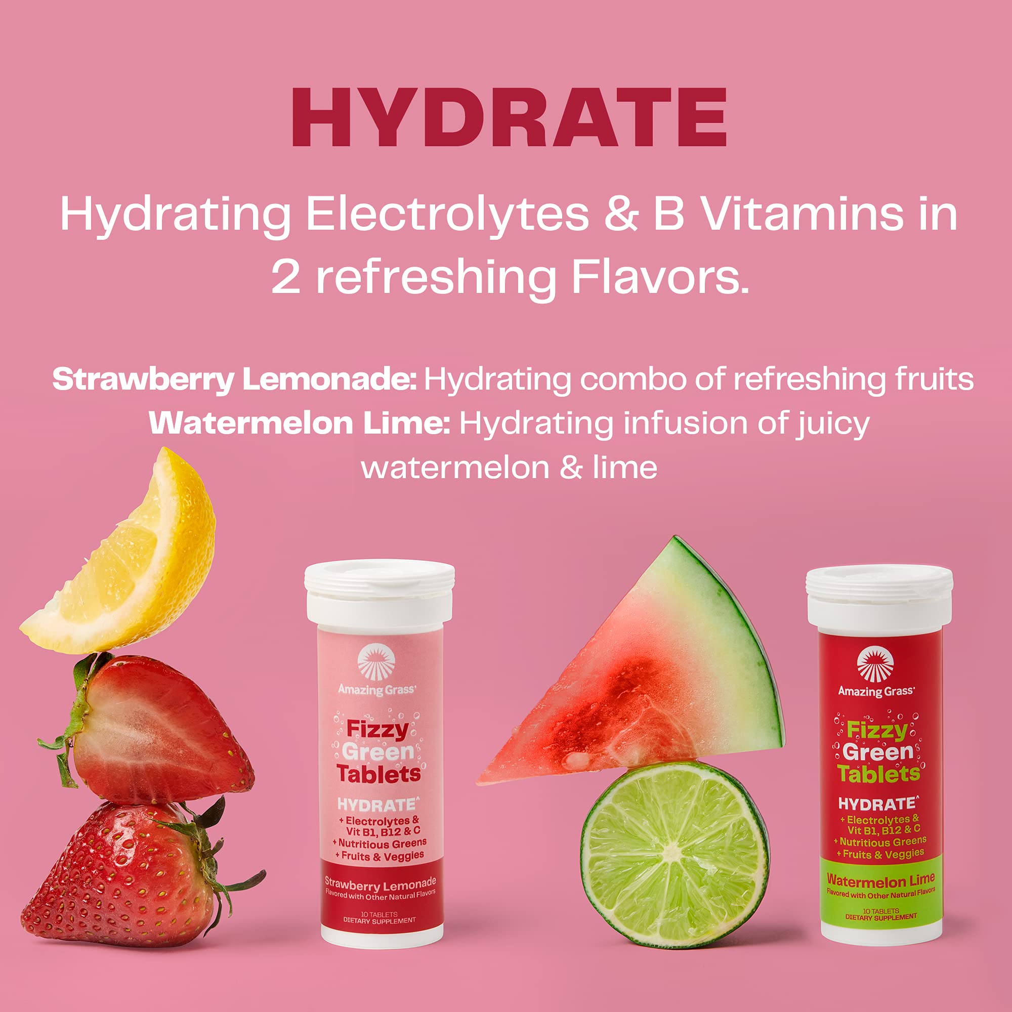 Foto 6 pulgar | Tabletas Electrolíticas Amazing Grass Hydrate Strawberry 60u - Venta Internacional.