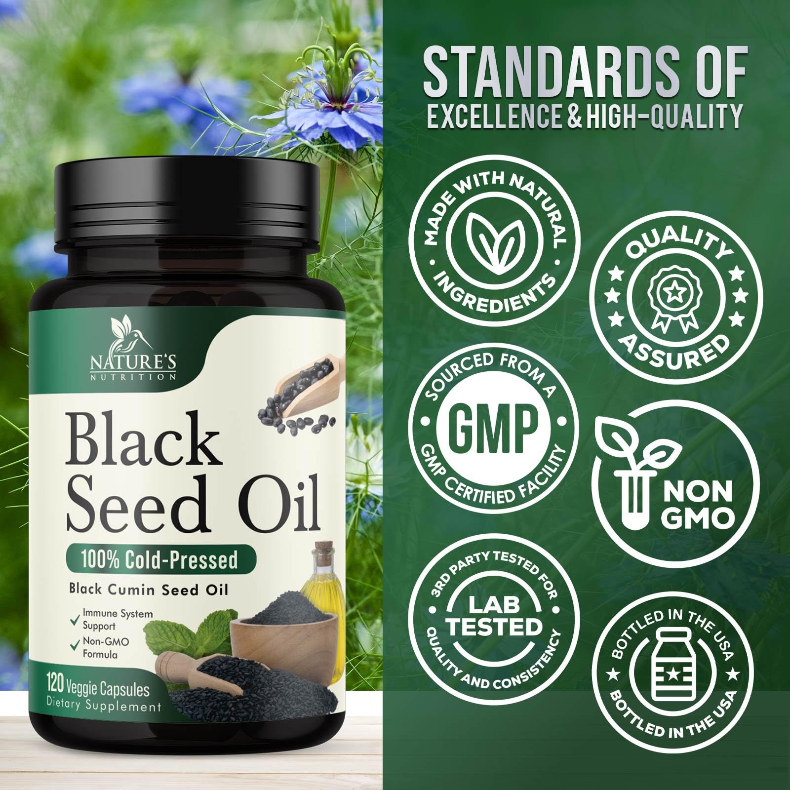 Foto 4 | Suplemento De Aceite De Semilla Negra De Nature's Nutrition  1000 Mg  120 Cápsulas Blandas - Venta Internacional.
