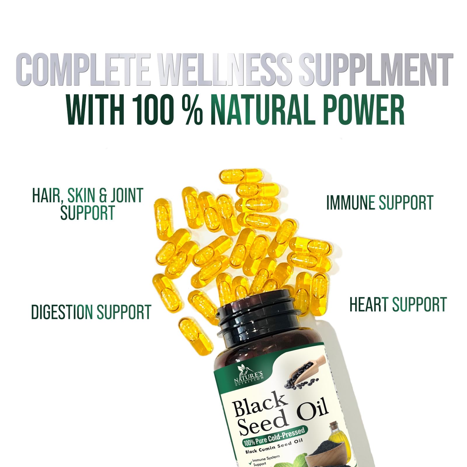 Foto 7 | Suplemento De Aceite De Semilla Negra De Nature's Nutrition  1000 Mg  120 Cápsulas Blandas - Venta Internacional.