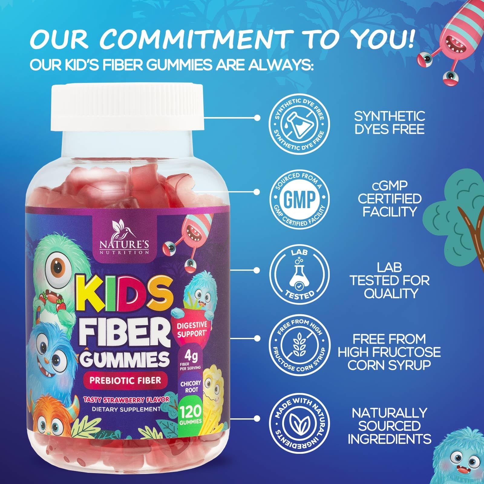 Foto 4 | Gominolas De Fibra Nature's Nutrition Para Niños  4 G  Prebióticas  120 Gomitas - Venta Internacional.