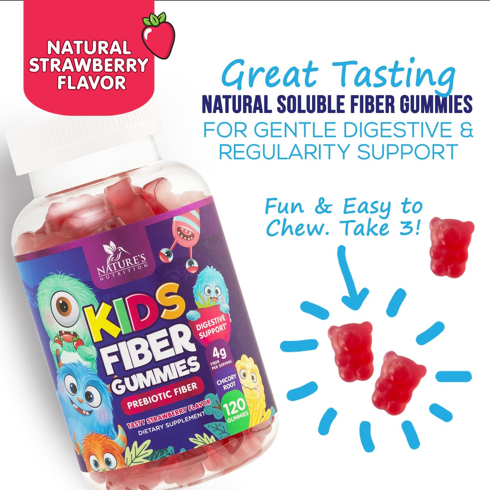 Foto 5 | Gominolas De Fibra Nature's Nutrition Para Niños  4 G  Prebióticas  120 Gomitas - Venta Internacional.