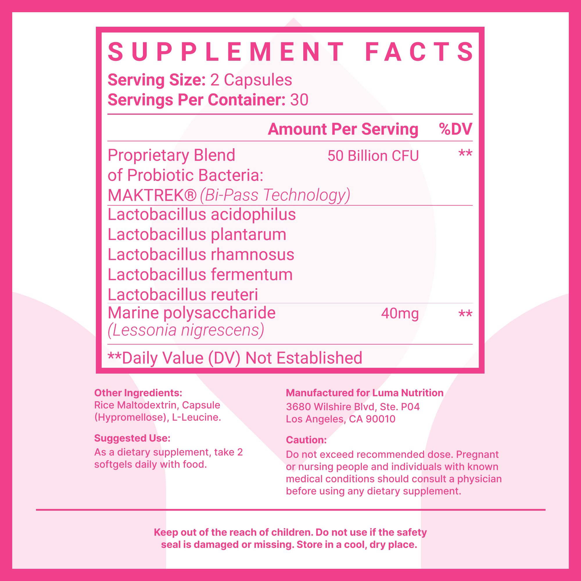 Foto 8 pulgar | Probióticos Luma Nutrition Para Mujeres Con Prebióticos 50 B Cfu 60 Cápsulas - Venta Internacional.