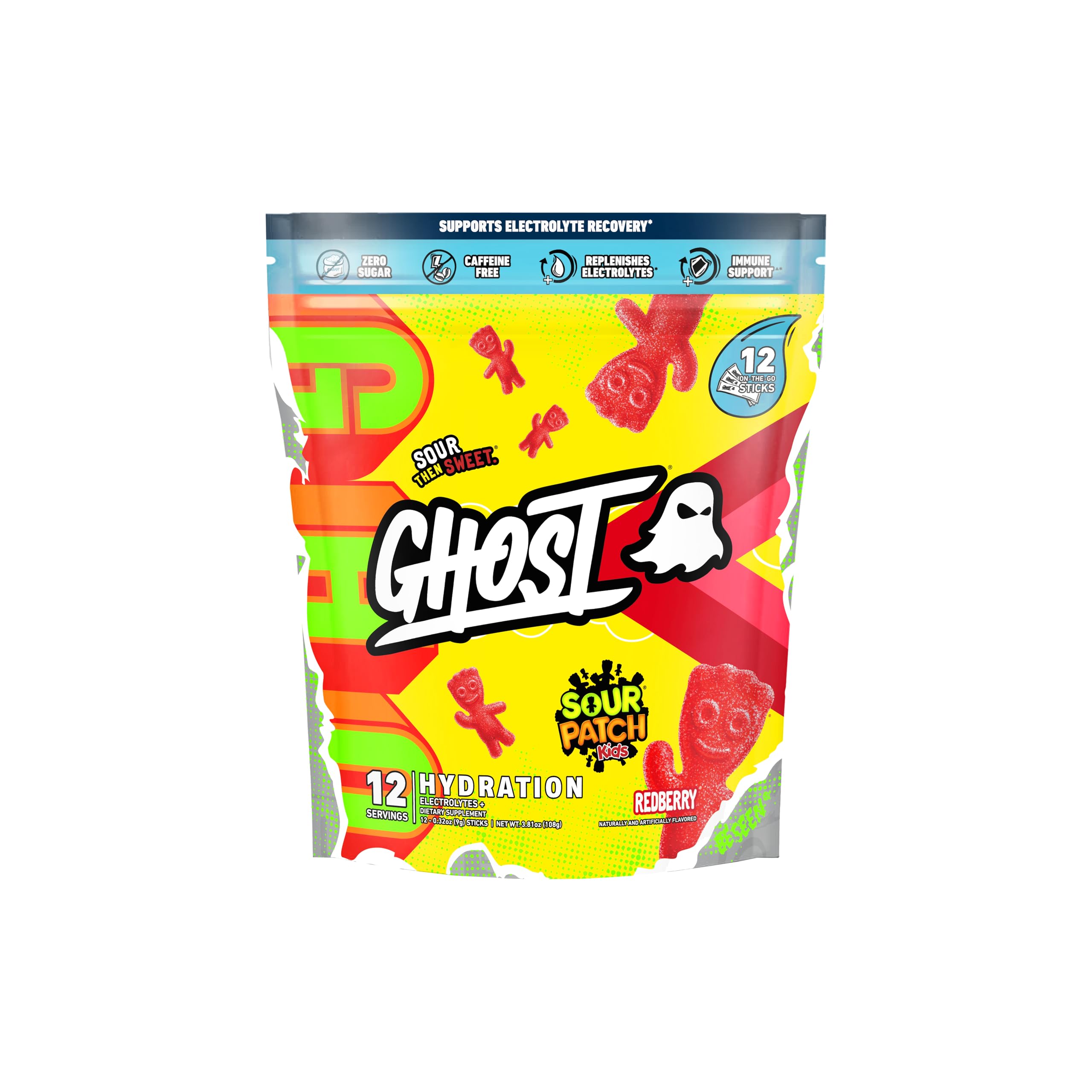 Foto 1 | Paquetes De Hidratación Ghost Sour Patch Kids Redberry  12 Barras - Venta Internacional.