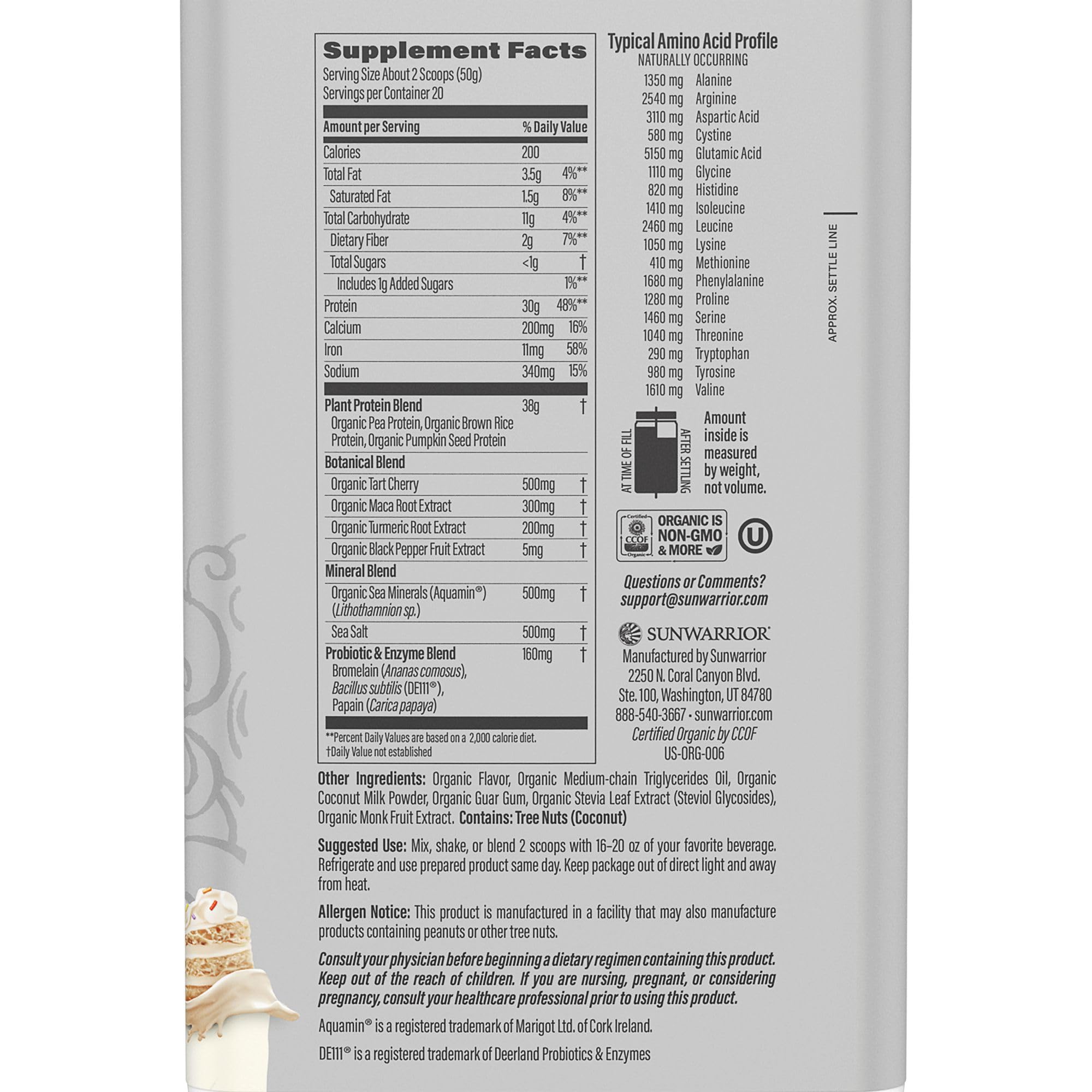 Foto 3 pulgar | Proteína En Polvo Sunwarrior Organic A Base De Plantas  20 Porciones - Venta Internacional.