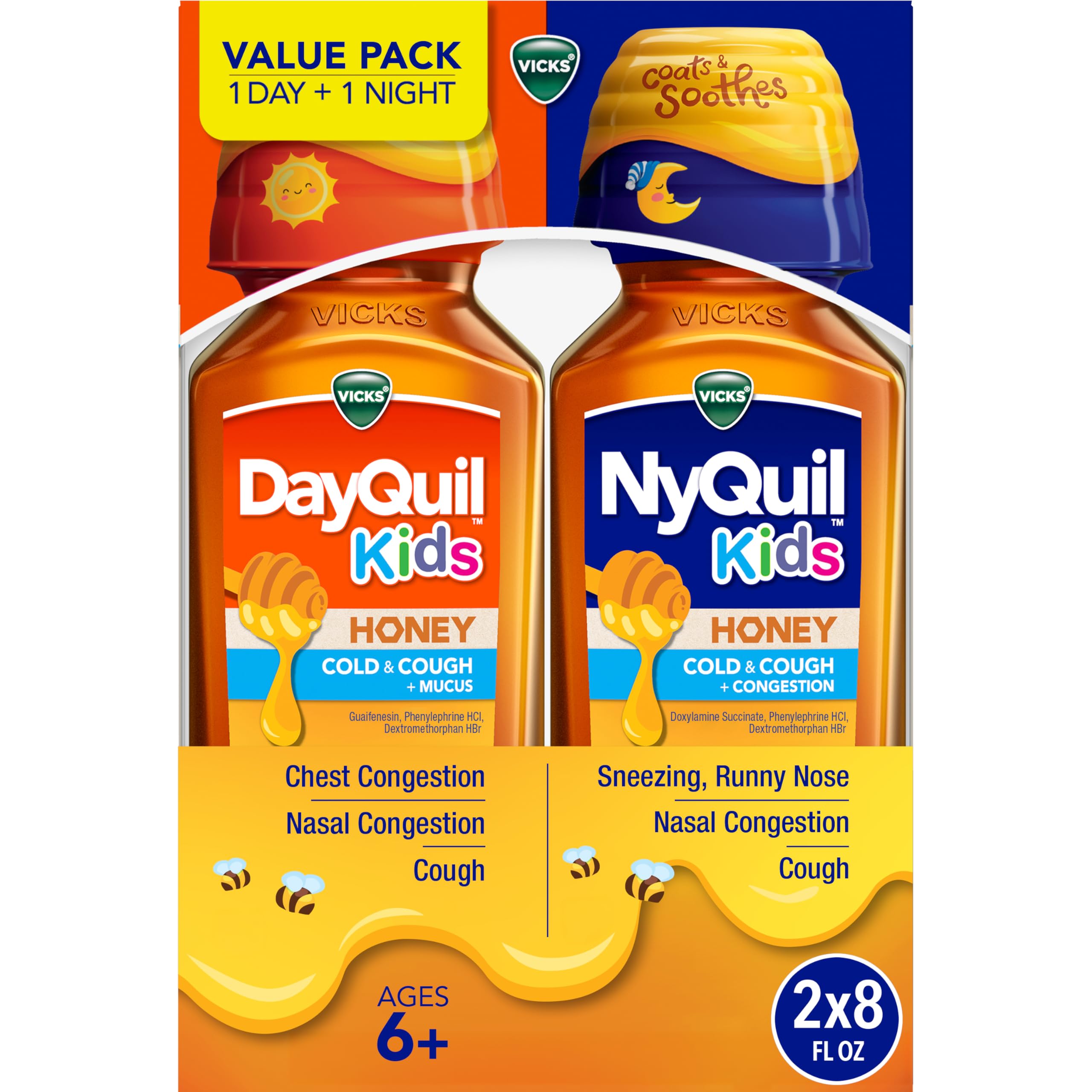 Foto 2 pulgar | Medicine Vicks Kids Dayquil Y Nyquil Honey Resfriado Y Tos - Venta Internacional.