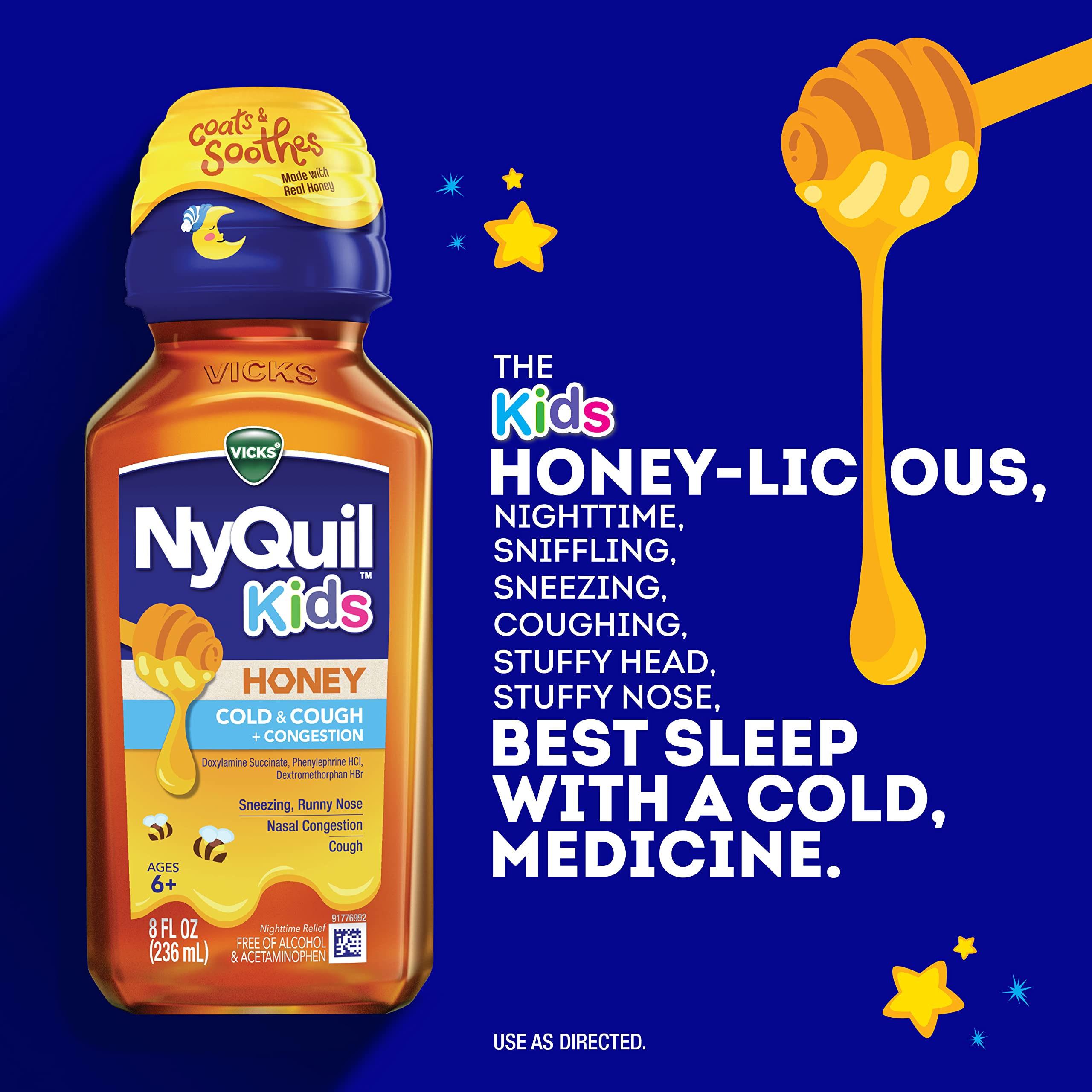 Foto 4 pulgar | Medicine Vicks Kids Dayquil Y Nyquil Honey Resfriado Y Tos - Venta Internacional.