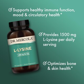 Foto 4 | Suplemento Dr. Mercola L-lisina 1500 Mg 90 Cápsulas - Venta Internacional.