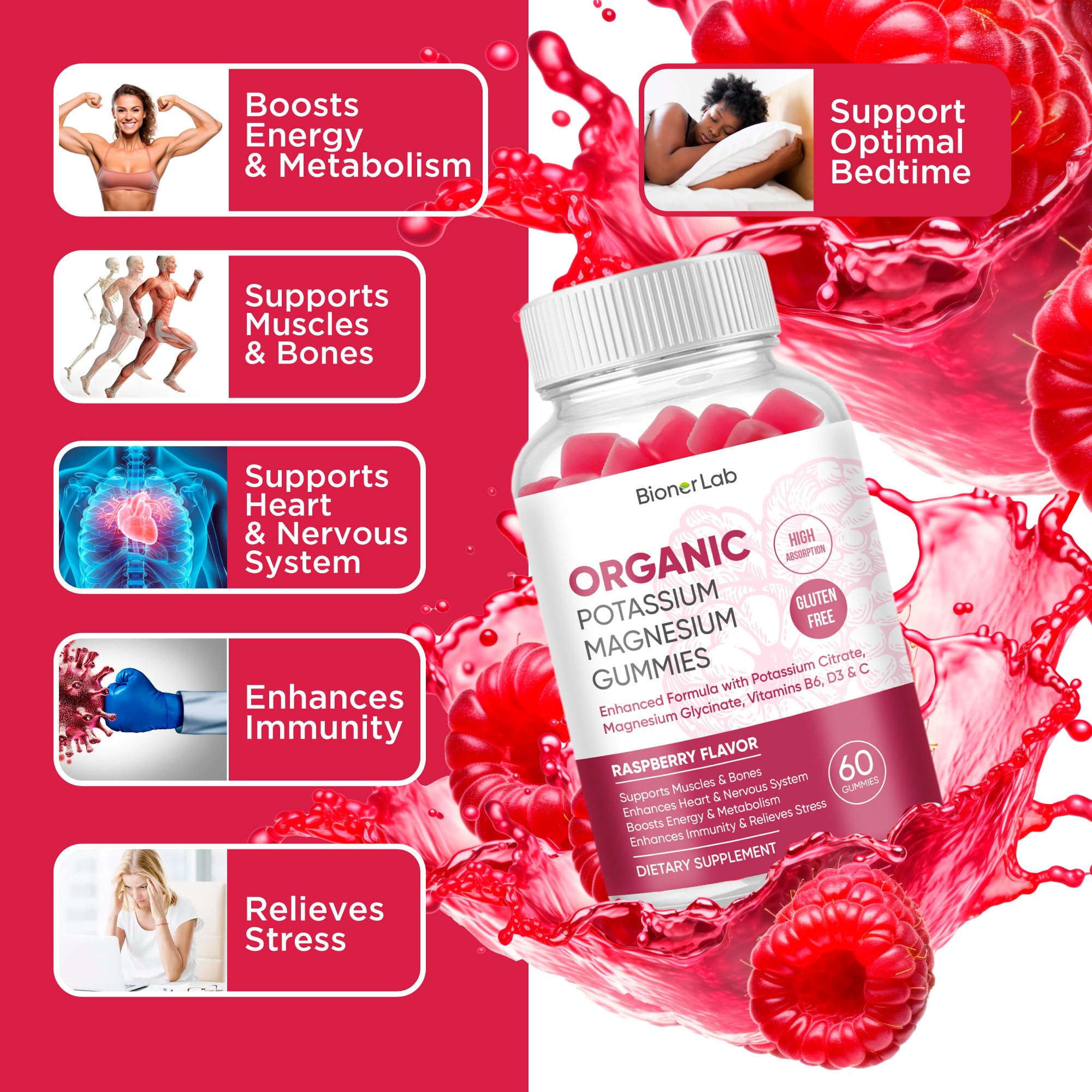 Foto 3 | Complemente Las Gomitas De Potasio Y Magnesio Bionerlab Con Vitamina D3 - Venta Internacional.